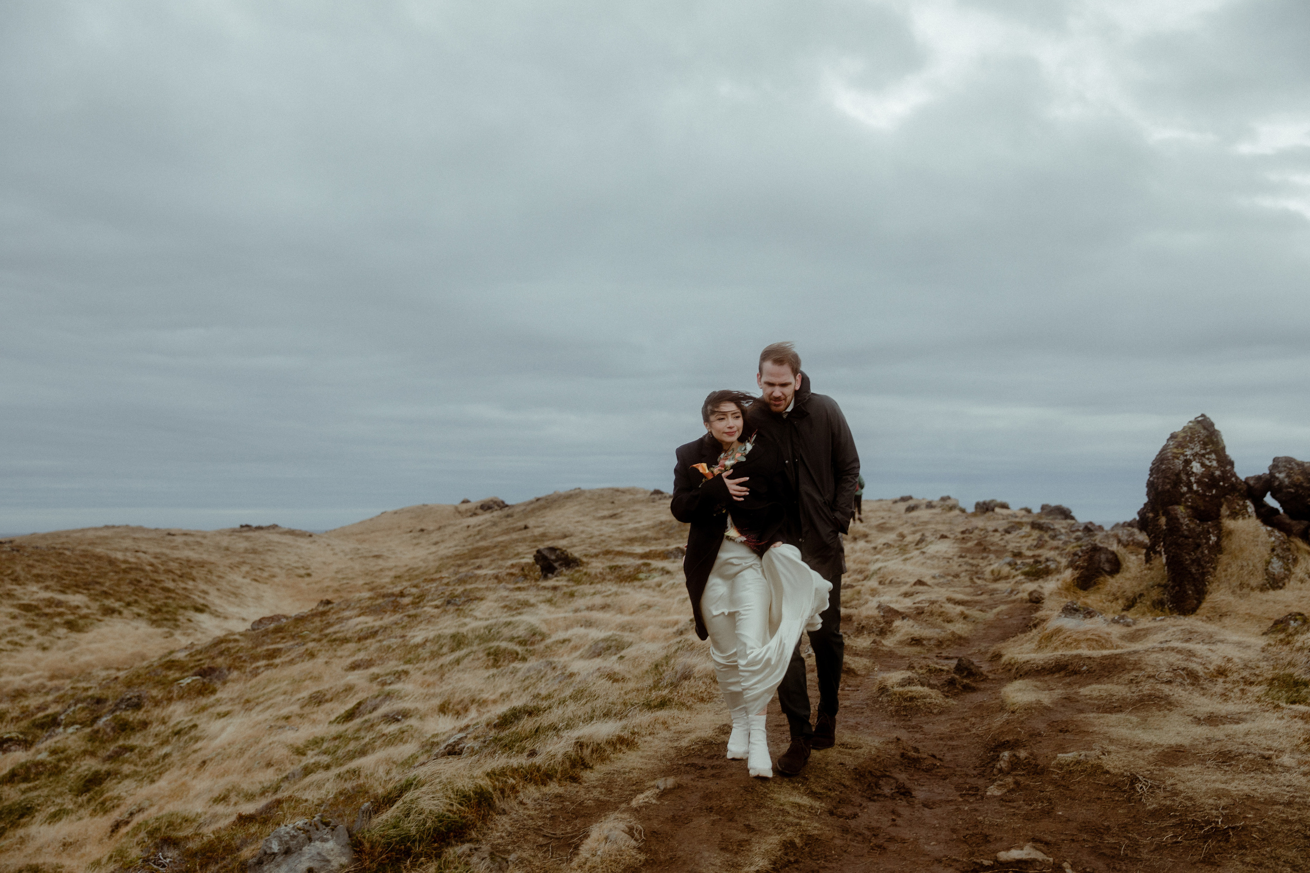 Elopement at Snaefellsnes Iceland | Wedding photos with Icelandic horses. Iceland elopement photographer & videographer