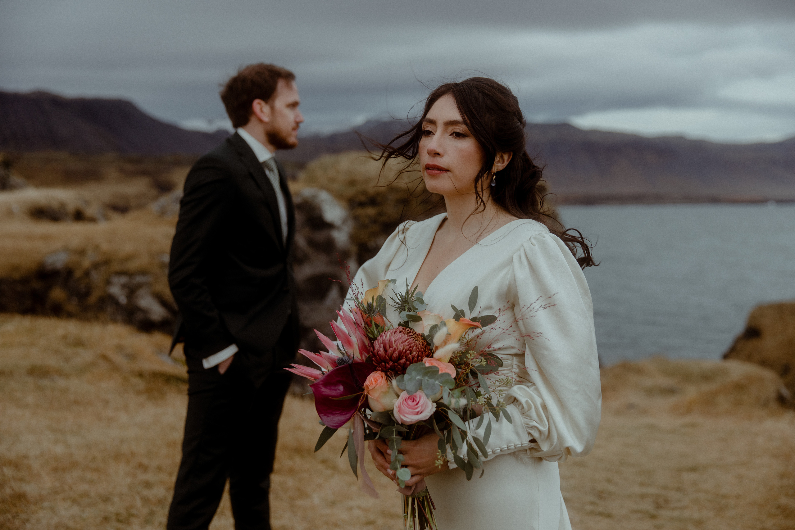 Elopement at Snaefellsnes Iceland | Wedding photos with Icelandic horses. Iceland elopement photographer & videographer