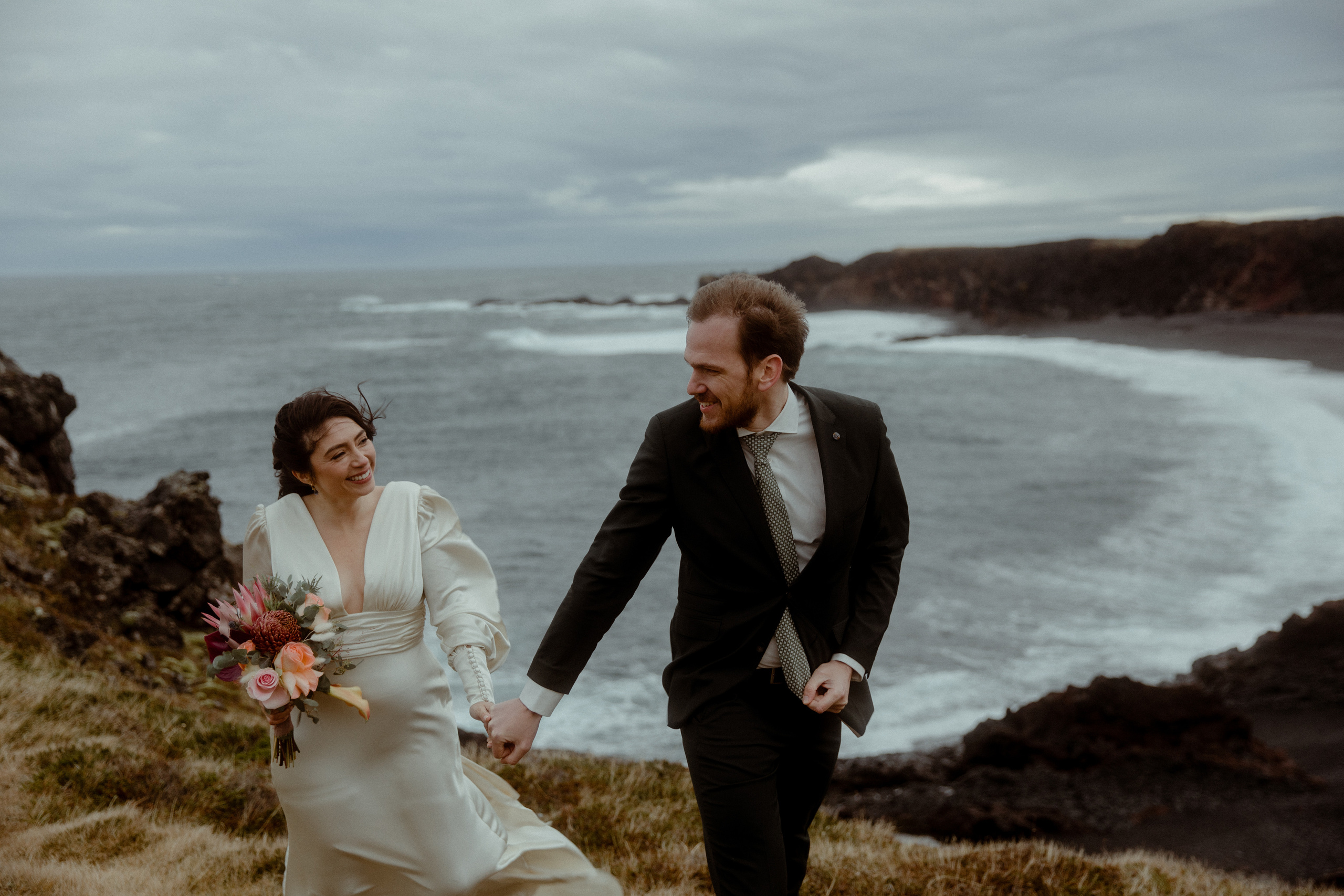 Elopement at Snaefellsnes Iceland | Wedding photos with Icelandic horses. Iceland elopement photographer & videographer
