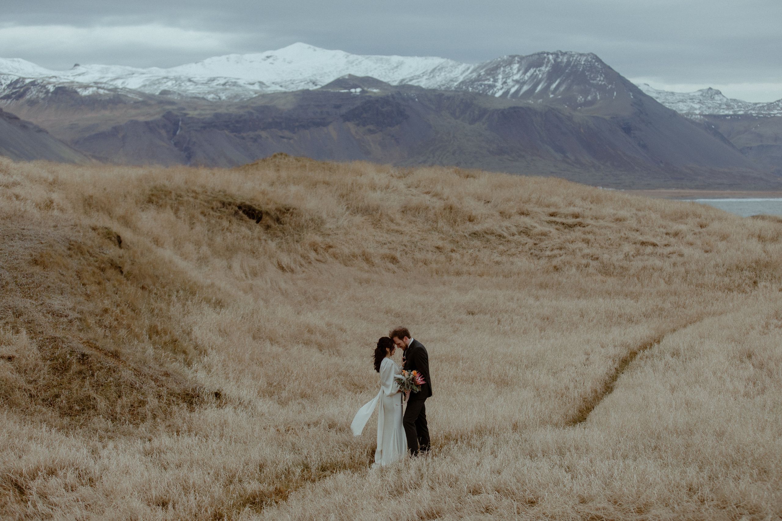 Elopement at Snaefellsnes Iceland | Wedding photos with Icelandic horses. Iceland elopement photographer & videographer
