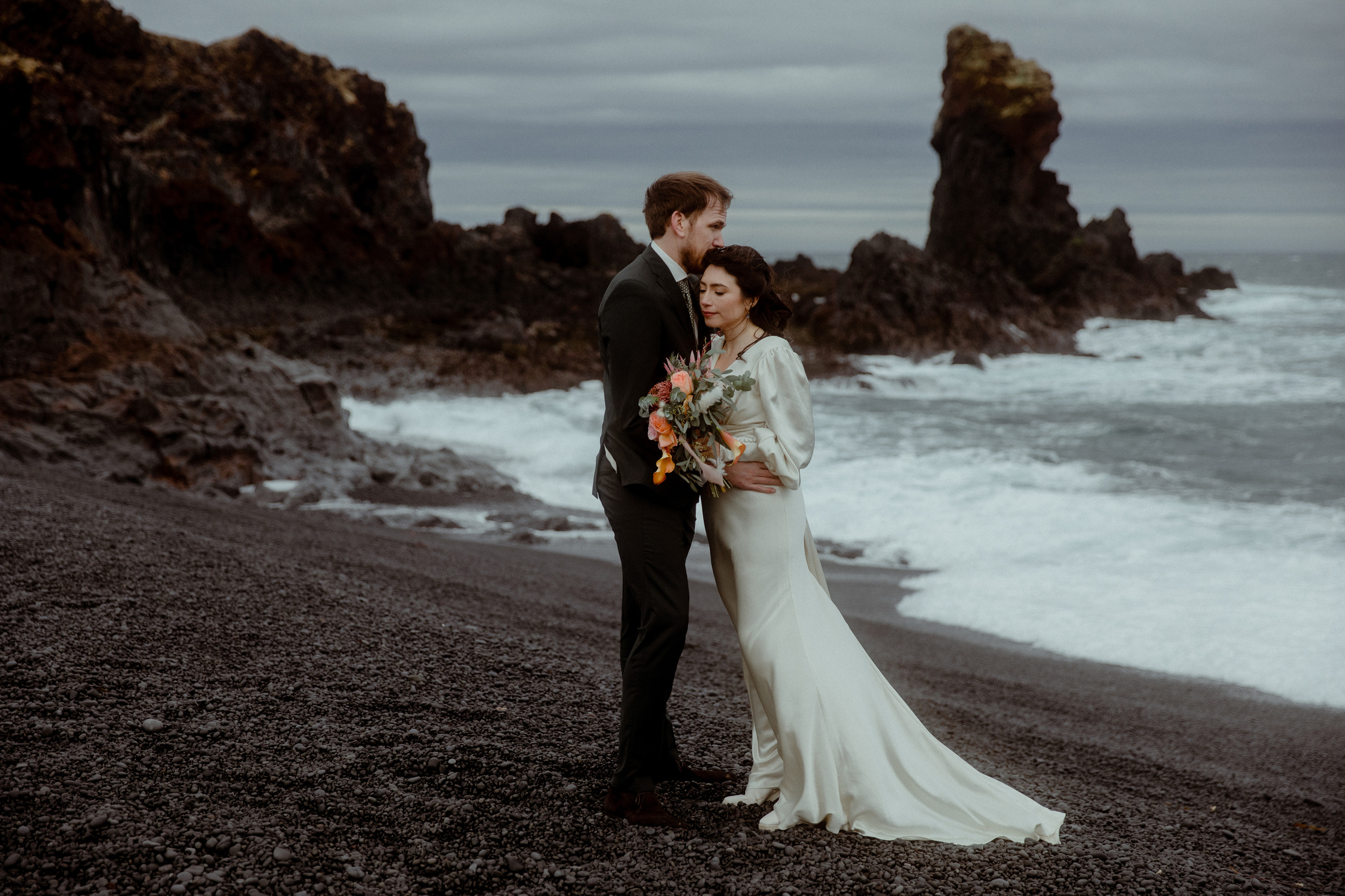 Elopement at Snaefellsnes Iceland | Wedding photos with Icelandic horses. Iceland elopement photographer & videographer
