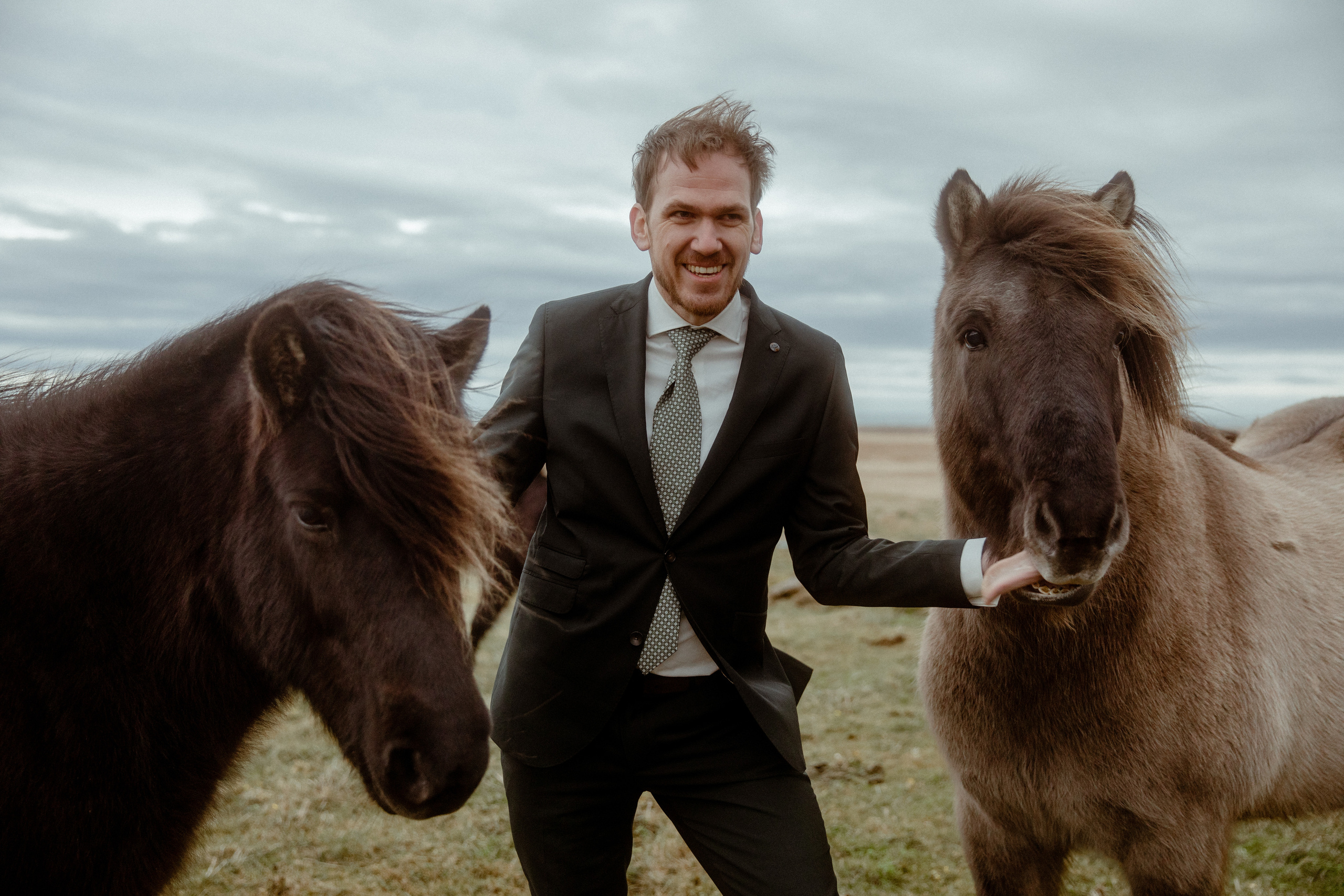Elopement at Snaefellsnes Iceland | Wedding photos with Icelandic horses. Iceland elopement photographer & videographer