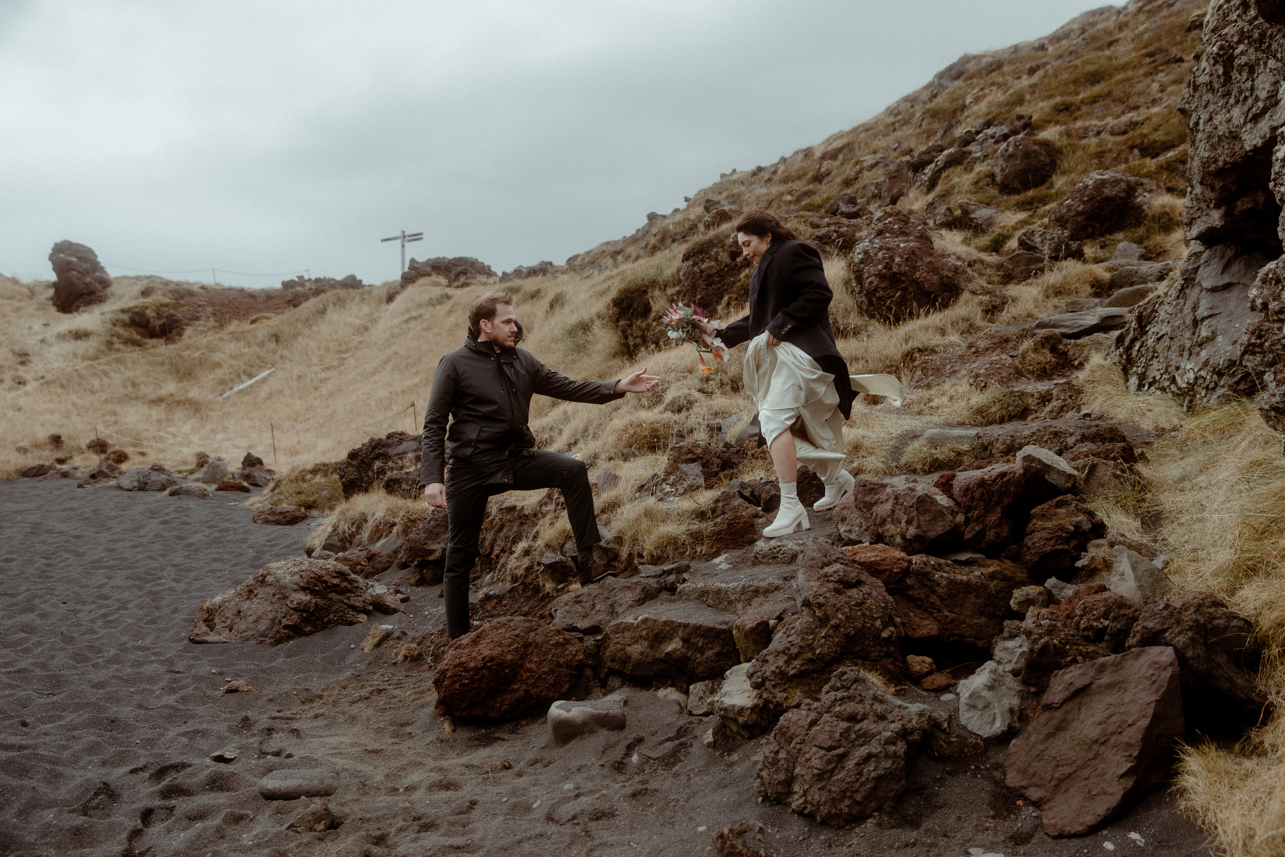 Elopement at Snaefellsnes Iceland | Wedding photos with Icelandic horses. Iceland elopement photographer & videographer