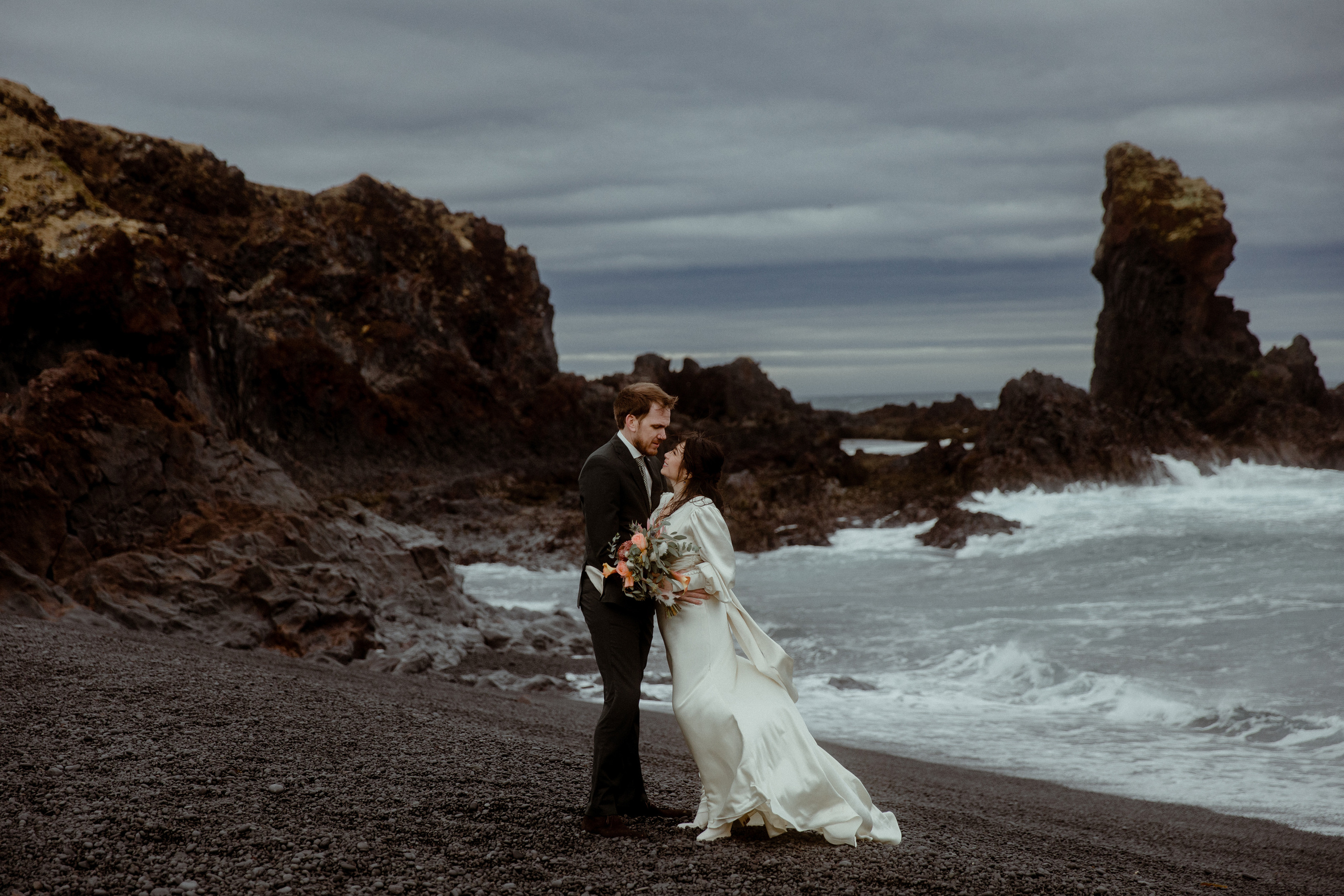Elopement at Snaefellsnes Iceland | Wedding photos with Icelandic horses. Iceland elopement photographer & videographer