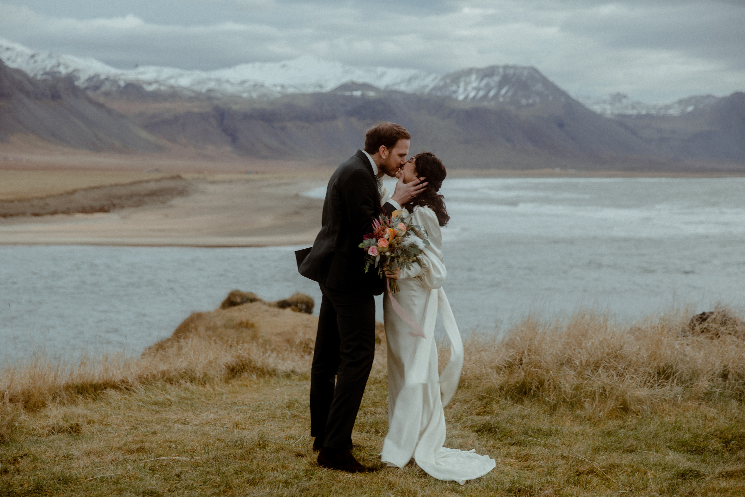 Elopement at Snaefellsnes Iceland | Wedding photos with Icelandic horses. Iceland elopement photographer & videographer