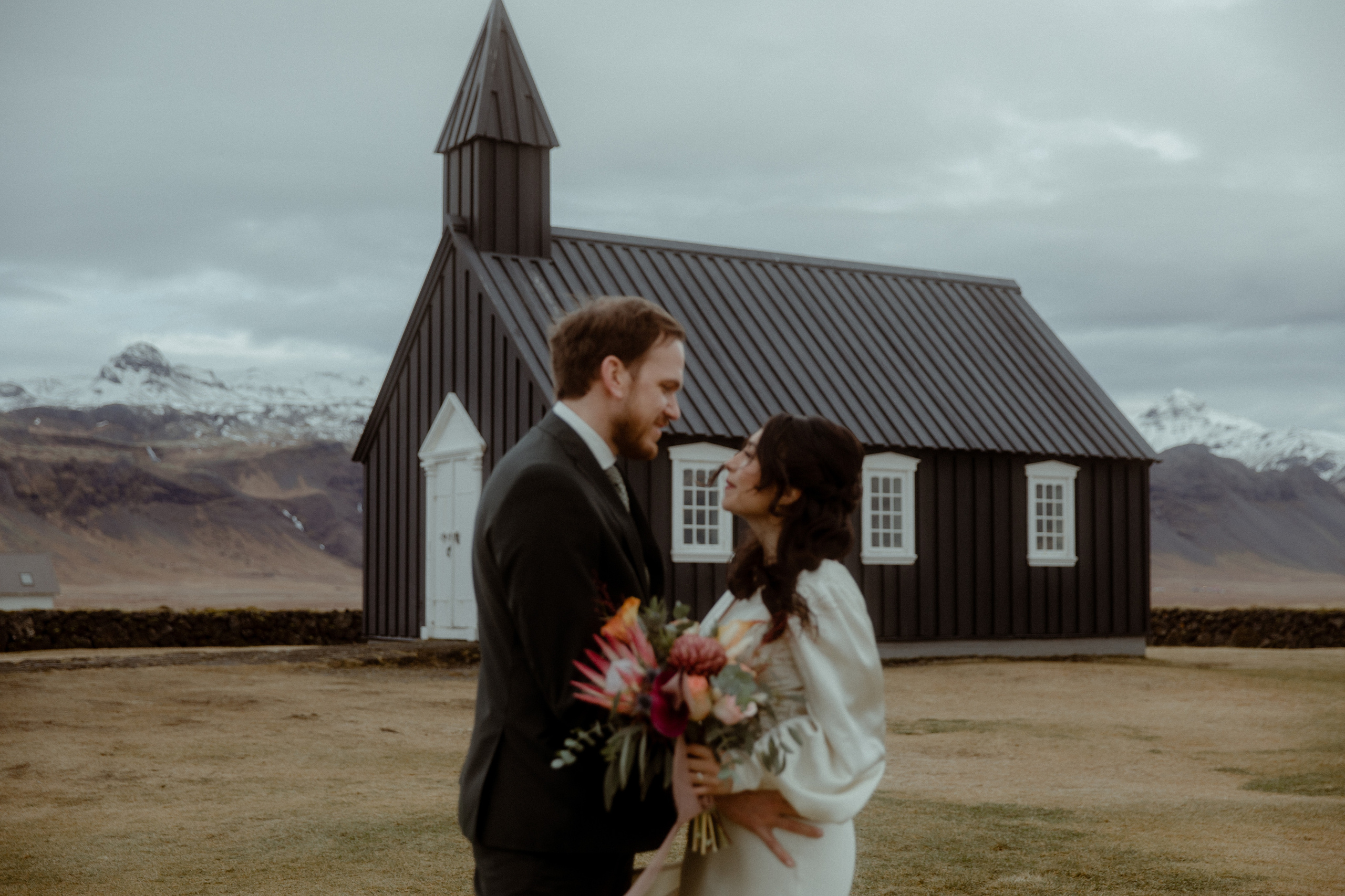 Elopement at Snaefellsnes Iceland | Wedding photos with Icelandic horses. Iceland elopement photographer & videographer