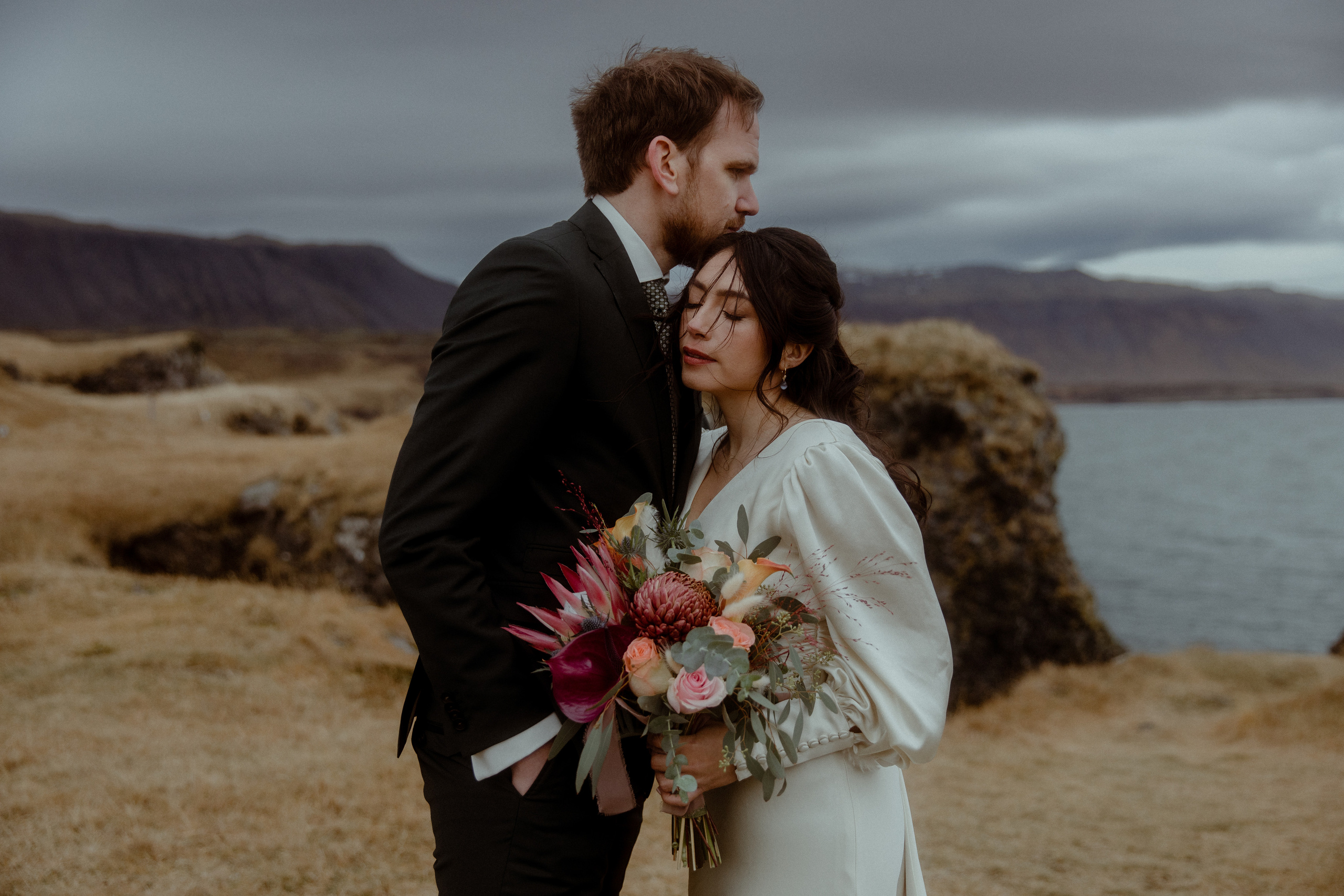Elopement at Snaefellsnes Iceland | Wedding photos with Icelandic horses. Iceland elopement photographer & videographer