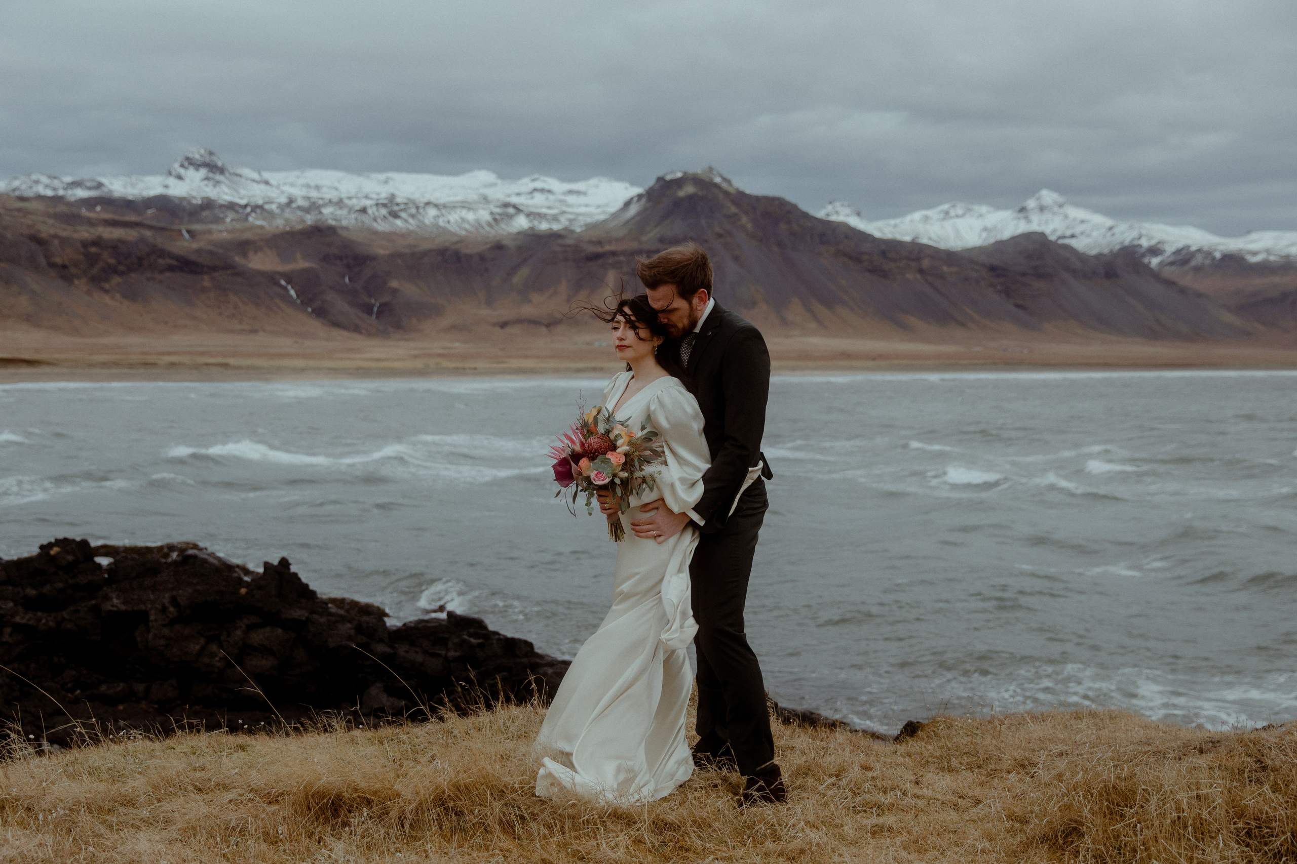 Elopement at Snaefellsnes Iceland | Wedding photos with Icelandic horses. Iceland elopement photographer & videographer