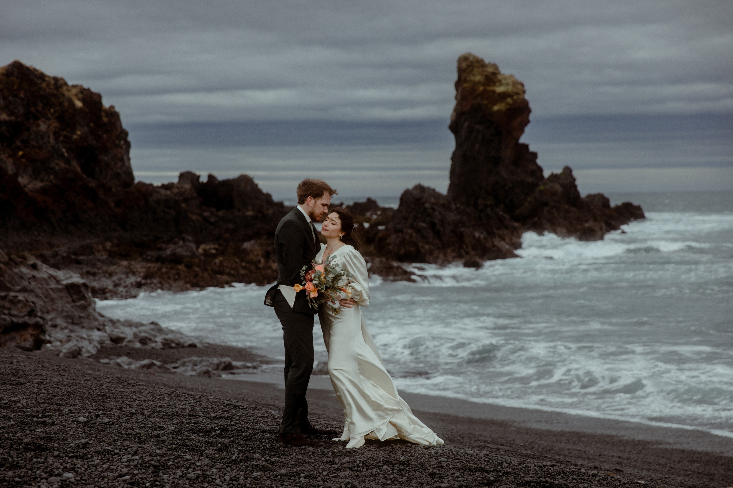 Elopement at Snaefellsnes Iceland | Wedding photos with Icelandic horses. Iceland elopement photographer & videographer