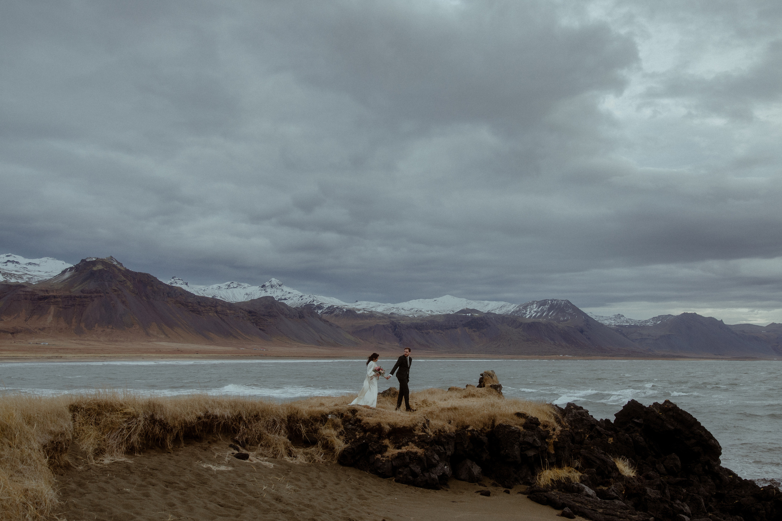 Elopement at Snaefellsnes Iceland | Wedding photos with Icelandic horses. Iceland elopement photographer & videographer