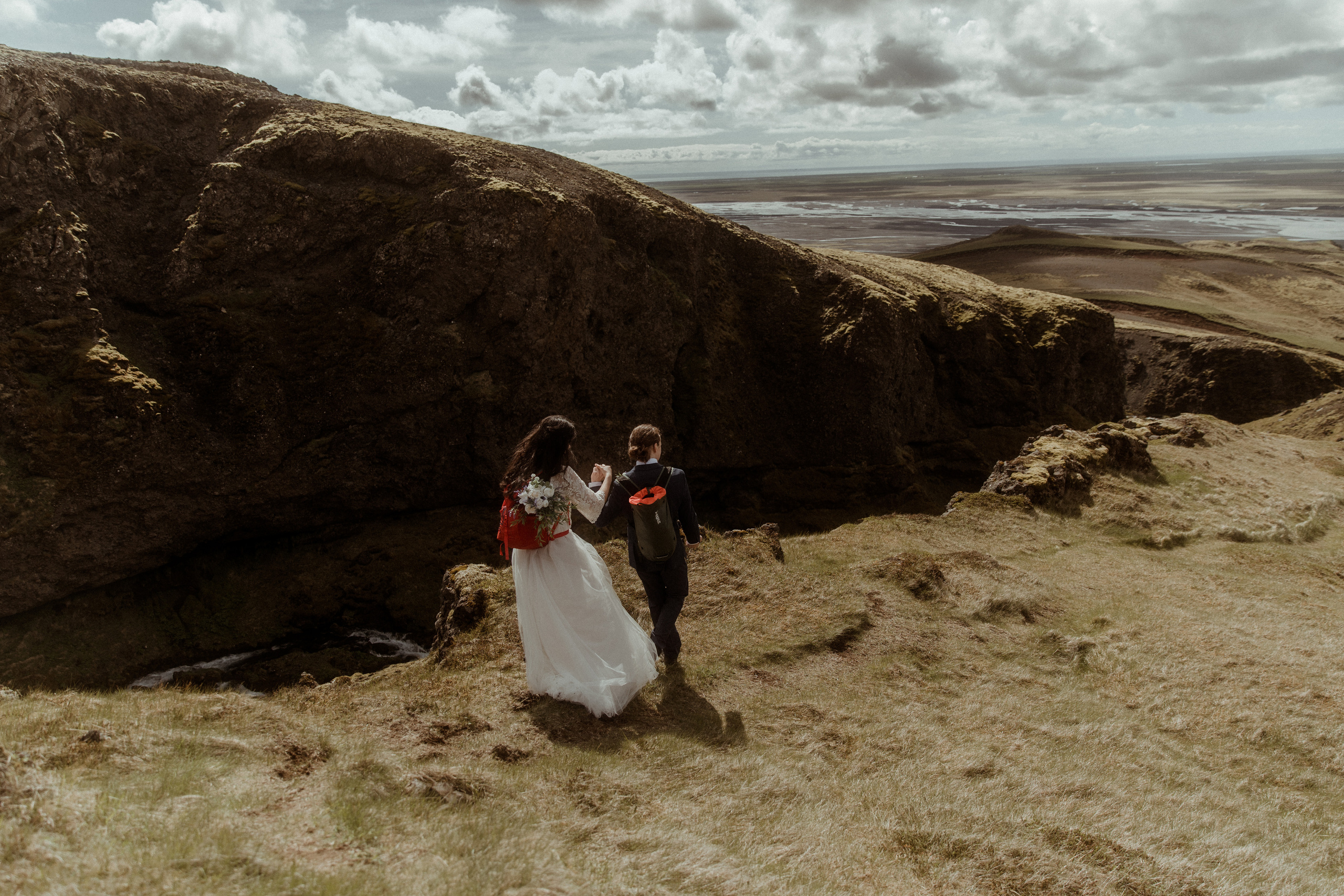 Hiking Iceland Elopement. Iceland elopement photographer & videographer