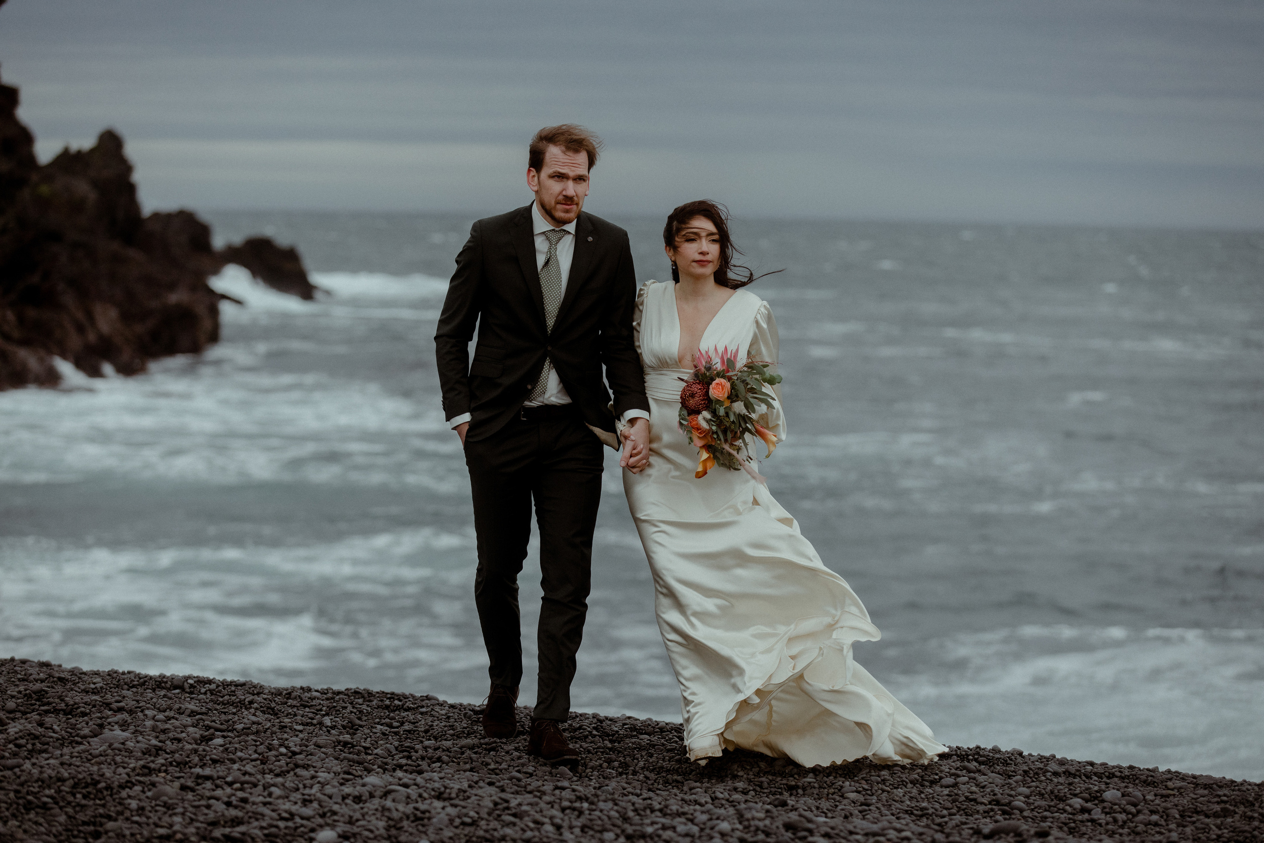 Elopement at Snaefellsnes Iceland | Wedding photos with Icelandic horses. Iceland elopement photographer & videographer