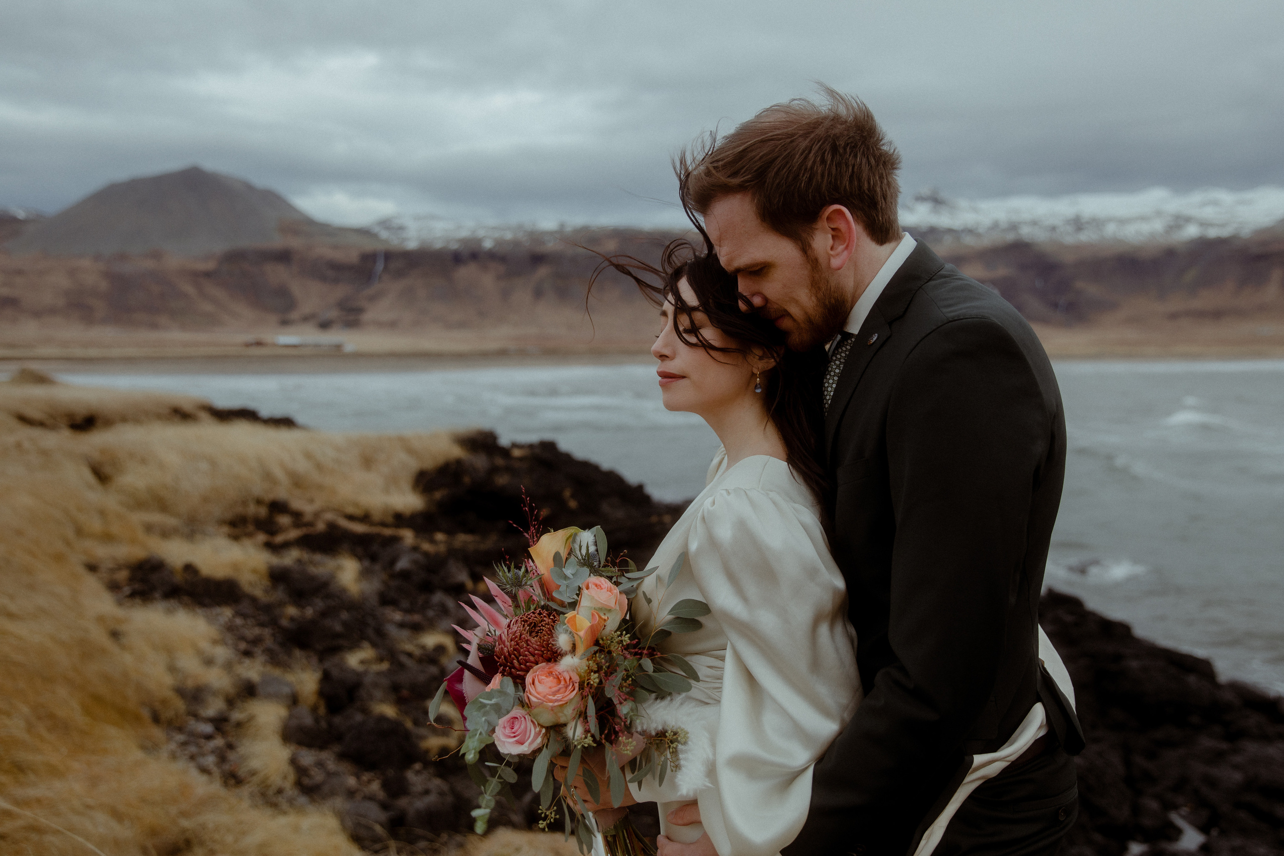 Elopement at Snaefellsnes Iceland | Wedding photos with Icelandic horses. Iceland elopement photographer & videographer