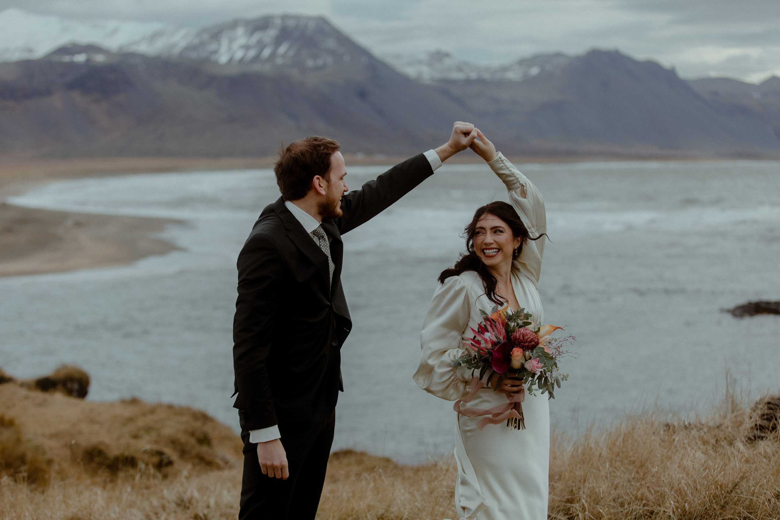 Elopement at Snaefellsnes Iceland | Wedding photos with Icelandic horses. Iceland elopement photographer & videographer