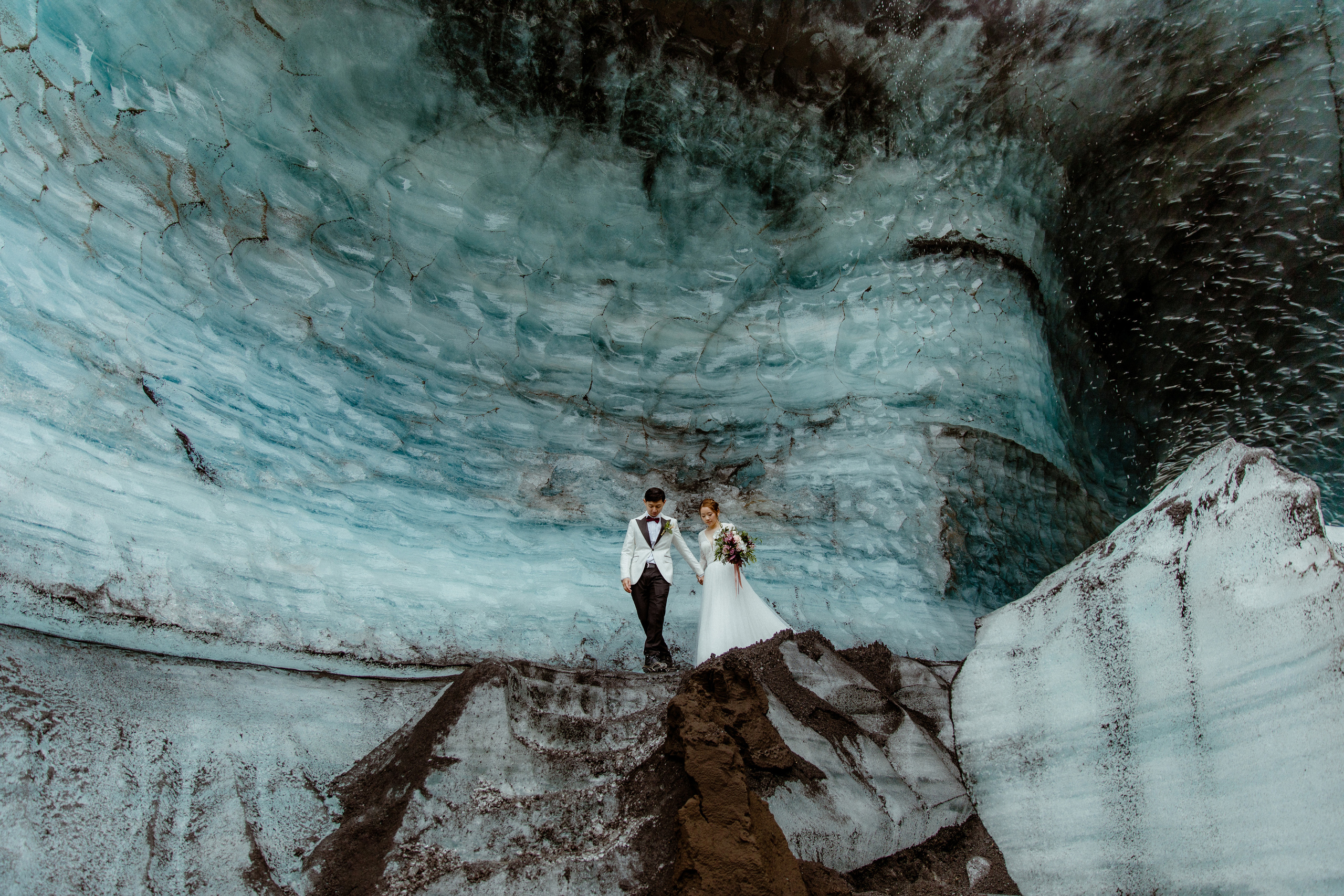 Adventure Ice Cave Elopement in Iceland. Iceland elopement photographer & videographer