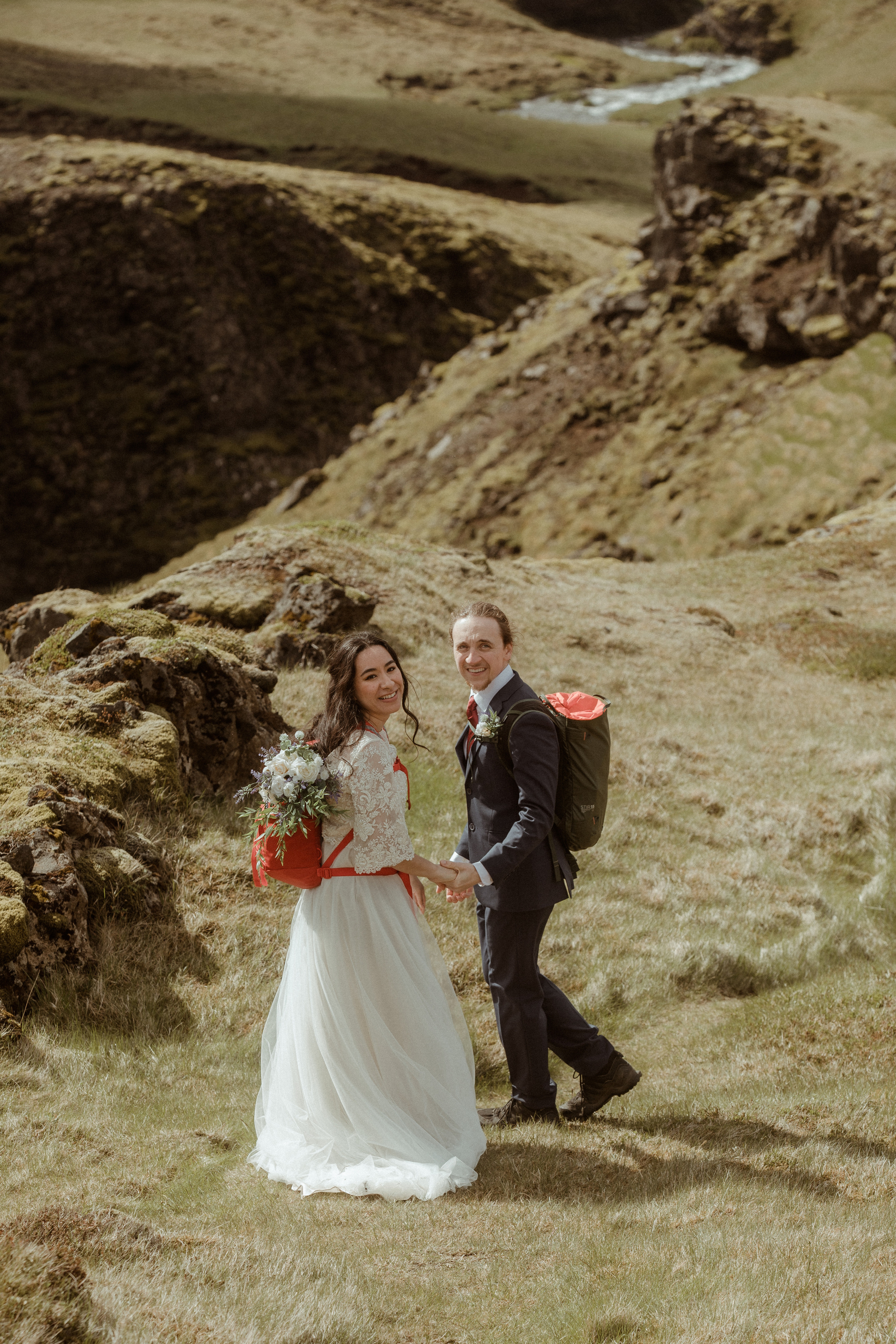 Hiking Iceland Elopement. Iceland elopement photographer & videographer