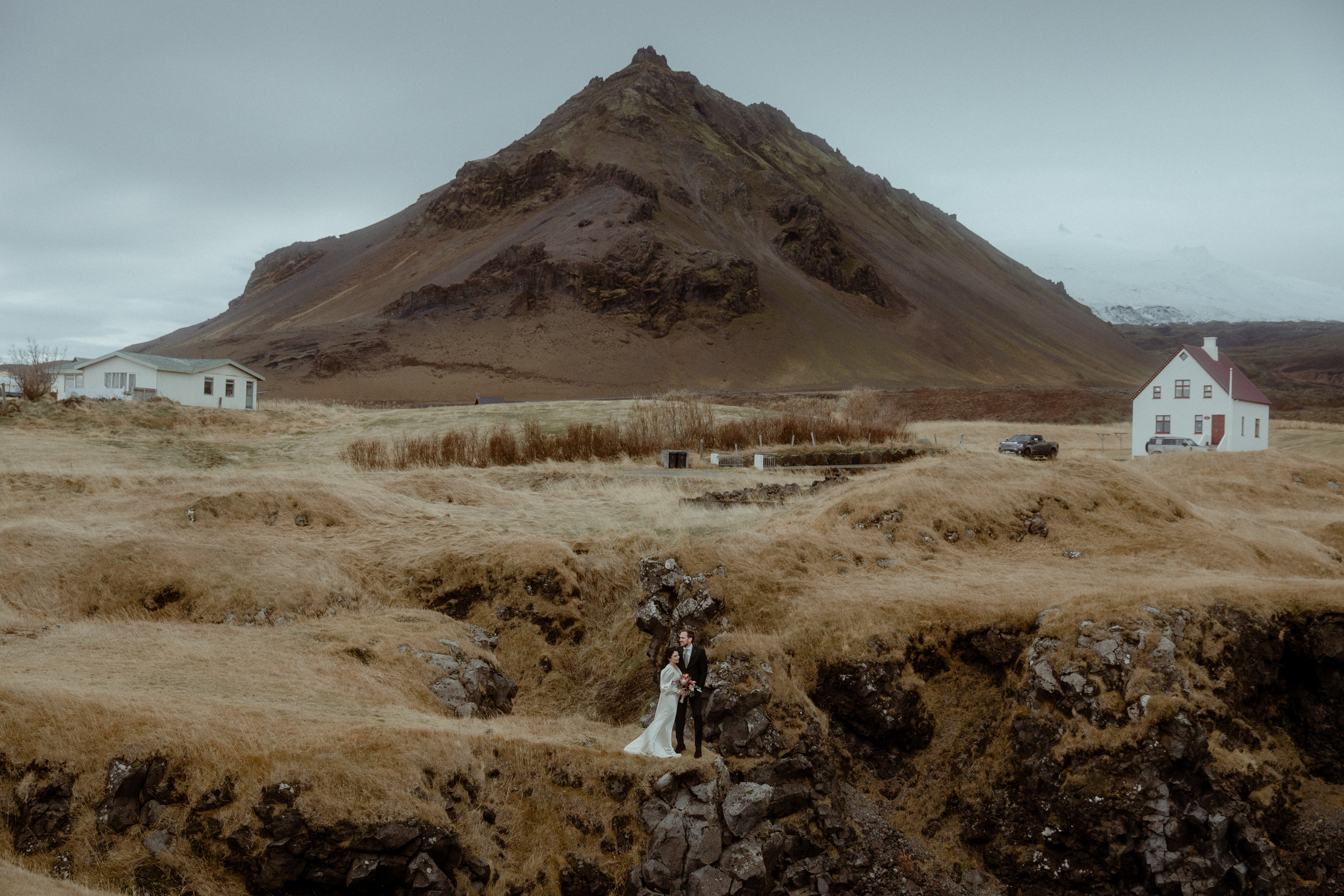 Elopement at Snaefellsnes Iceland | Wedding photos with Icelandic horses. Iceland elopement photographer & videographer