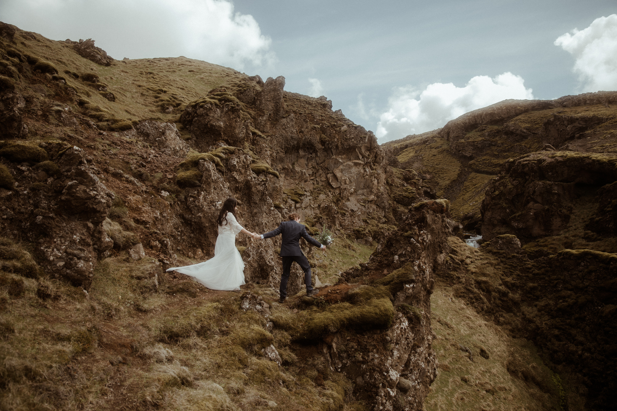 Hiking Iceland Elopement. Iceland elopement photographer & videographer