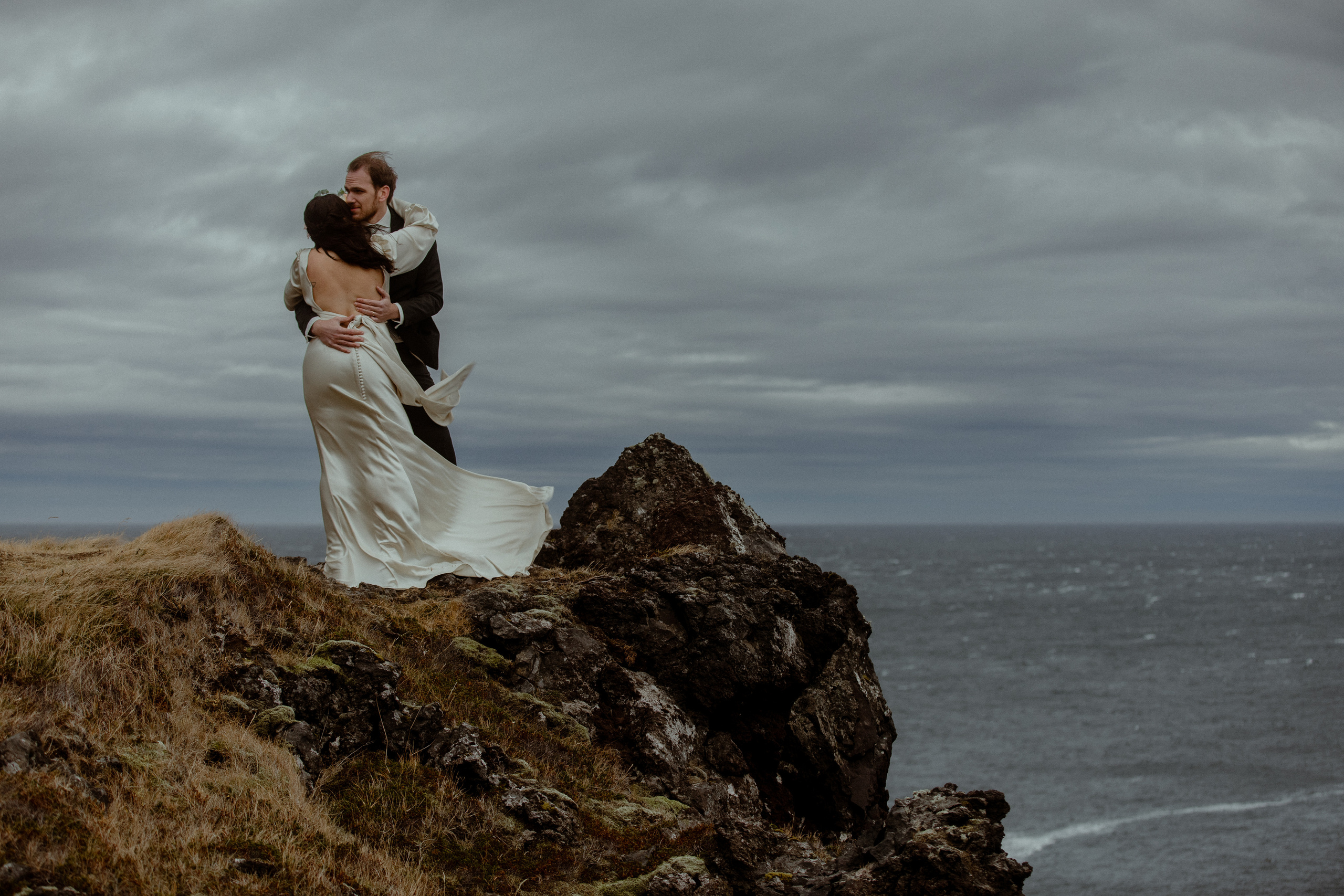 Elopement at Snaefellsnes Iceland | Wedding photos with Icelandic horses. Iceland elopement photographer & videographer