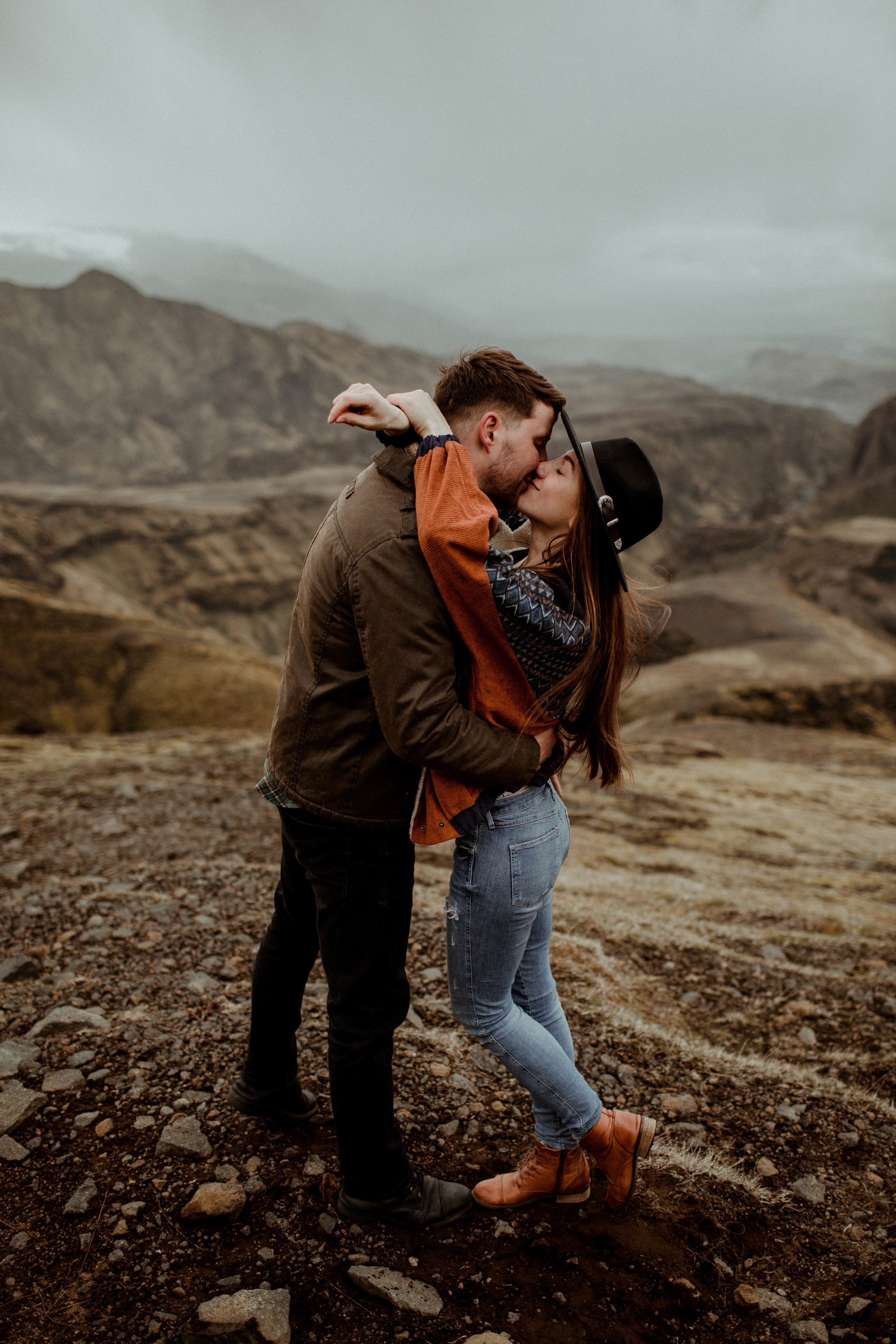 Hiking photoshoot in highlands of Iceland. Iceland elopement photographer & videographer