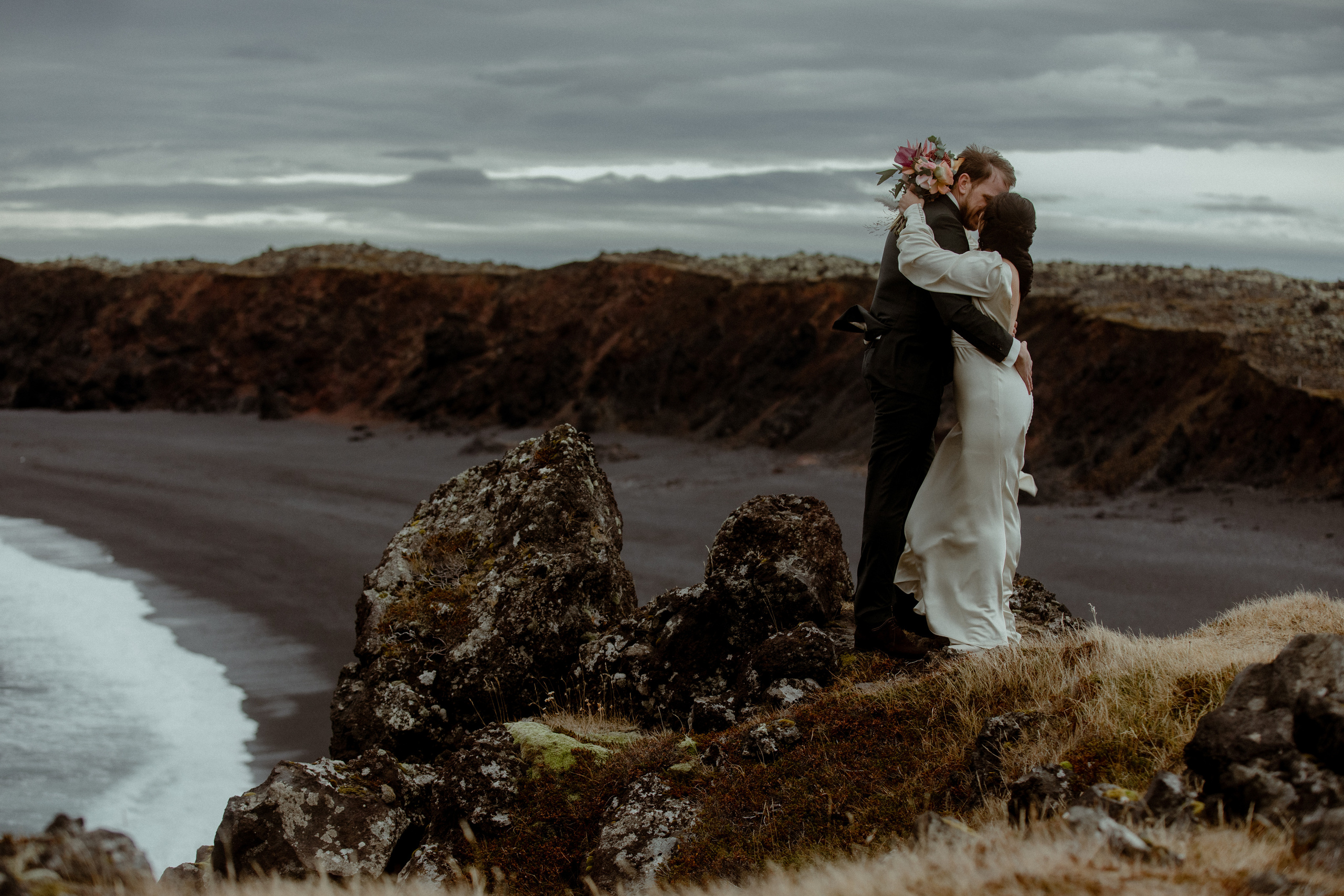 Elopement at Snaefellsnes Iceland | Wedding photos with Icelandic horses. Iceland elopement photographer & videographer