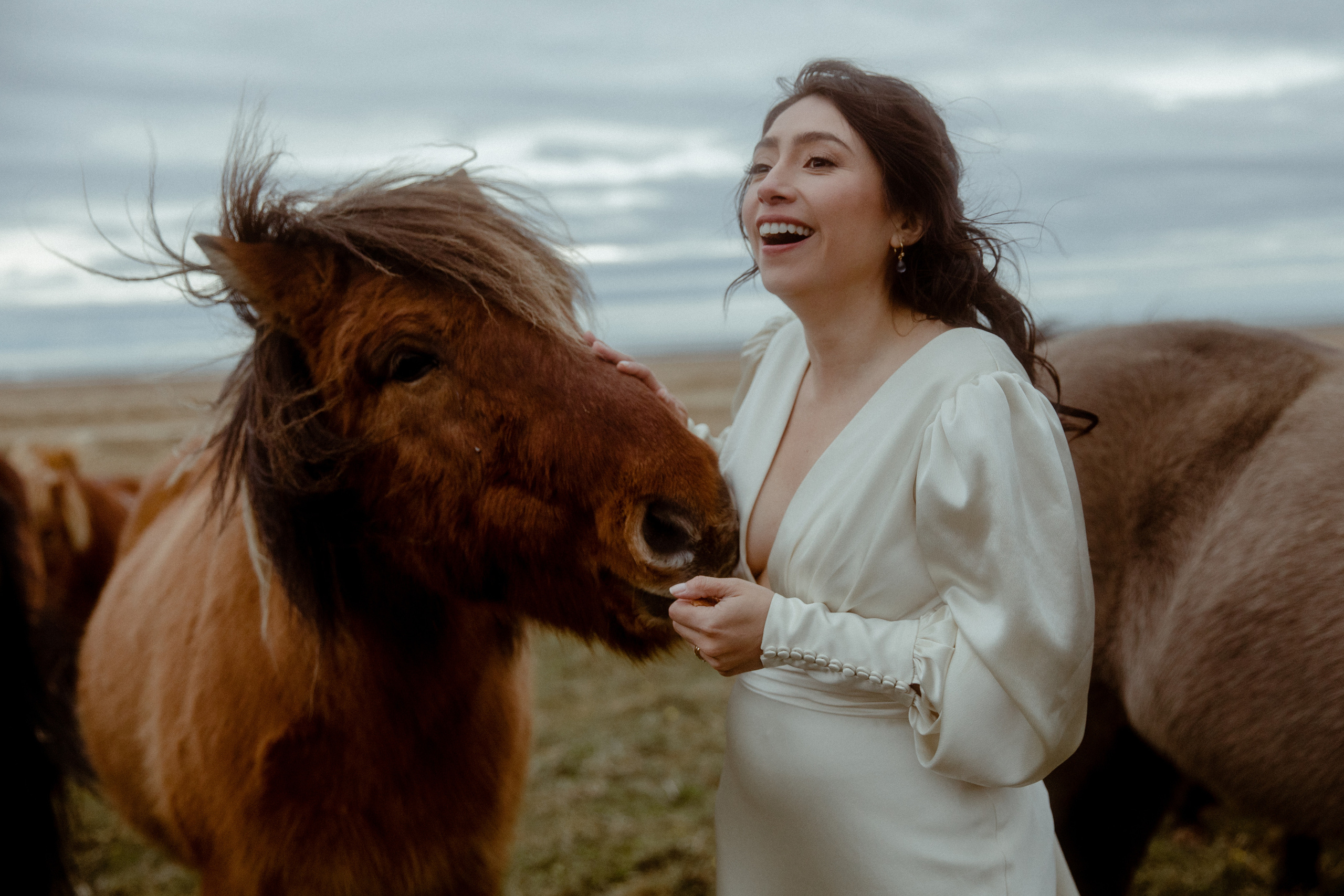 Elopement at Snaefellsnes Iceland | Wedding photos with Icelandic horses. Iceland elopement photographer & videographer