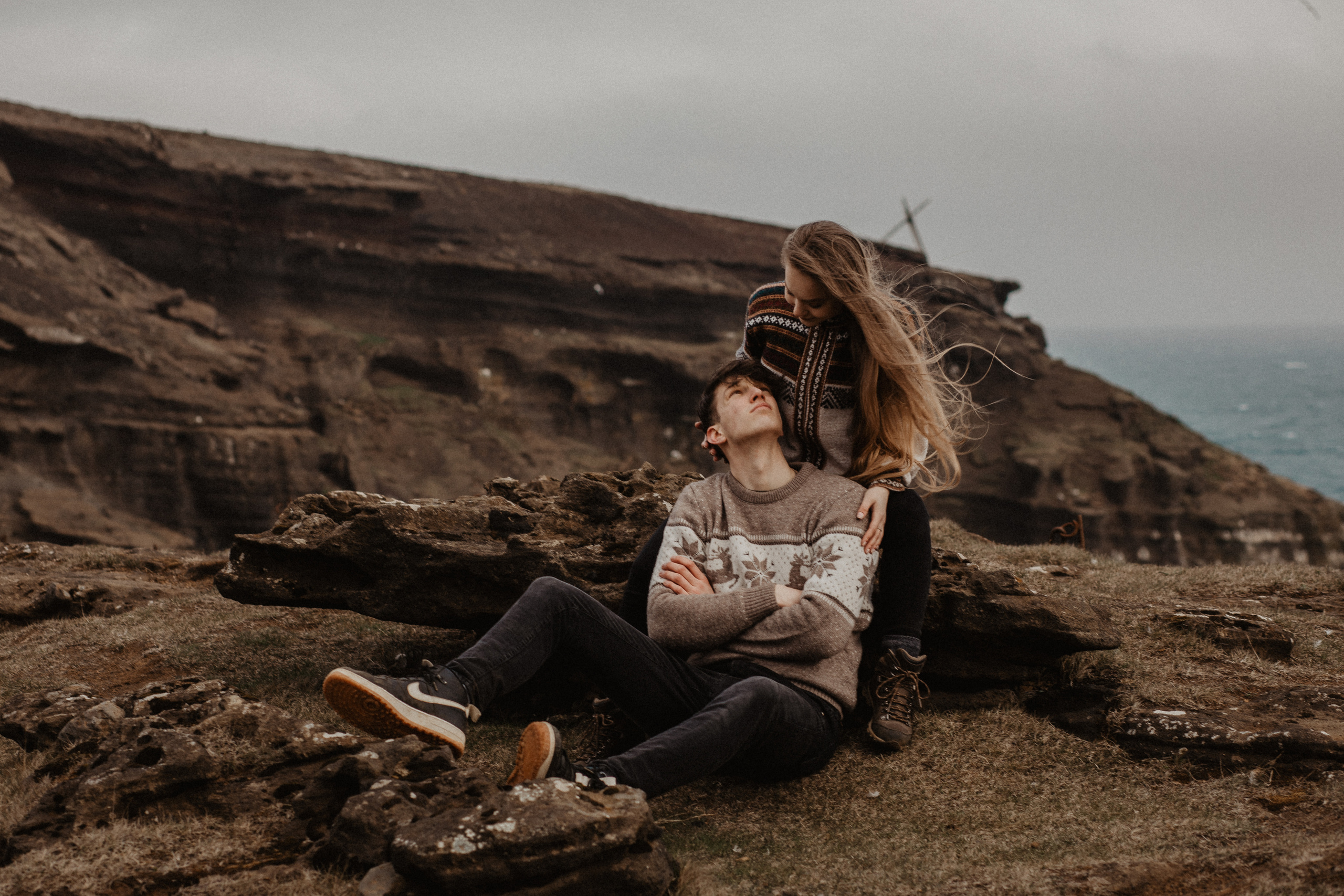 Couple photoshoot in front of volcano eruption in Iceland. Iceland elopement photographer & videographer