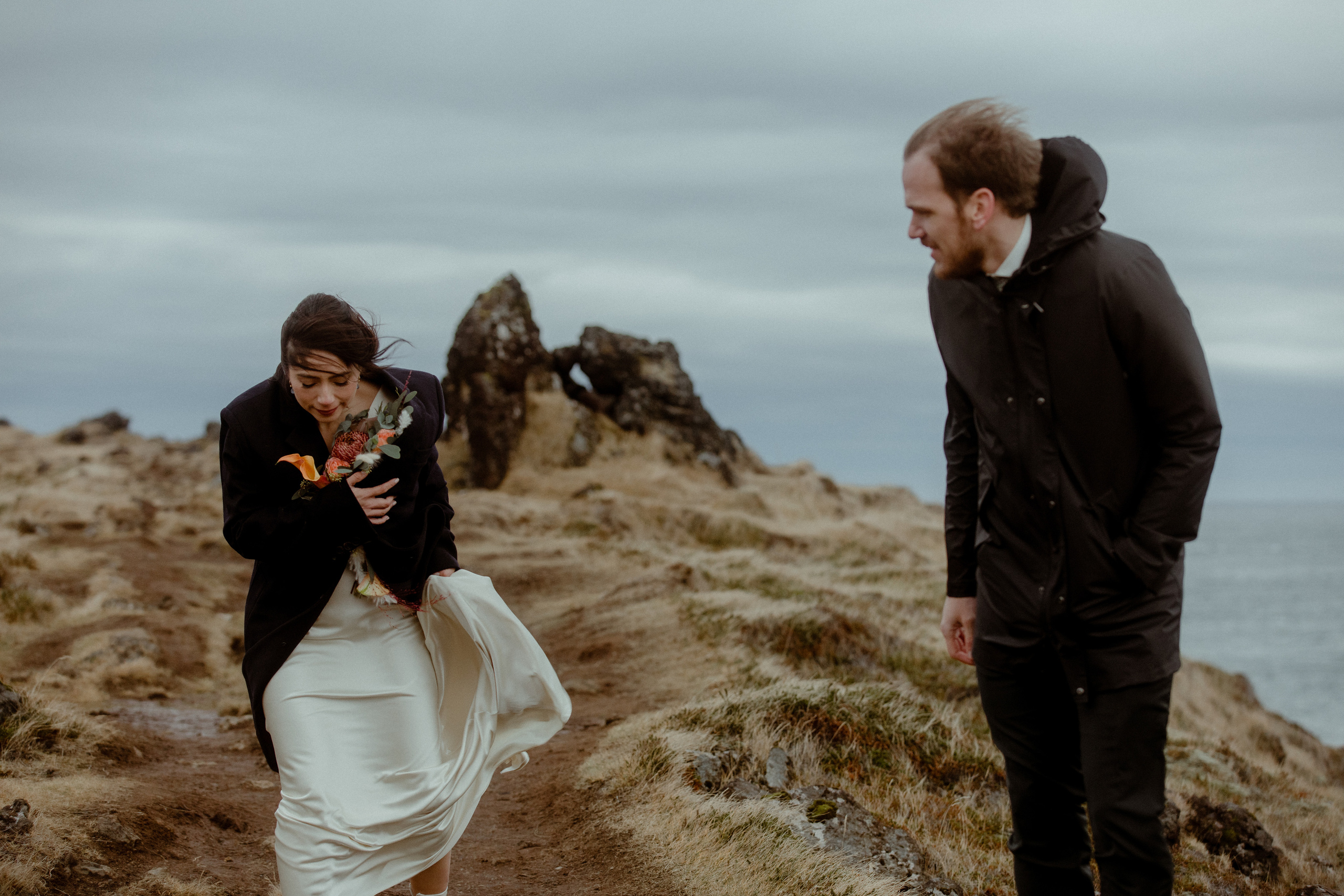 Elopement at Snaefellsnes Iceland | Wedding photos with Icelandic horses. Iceland elopement photographer & videographer