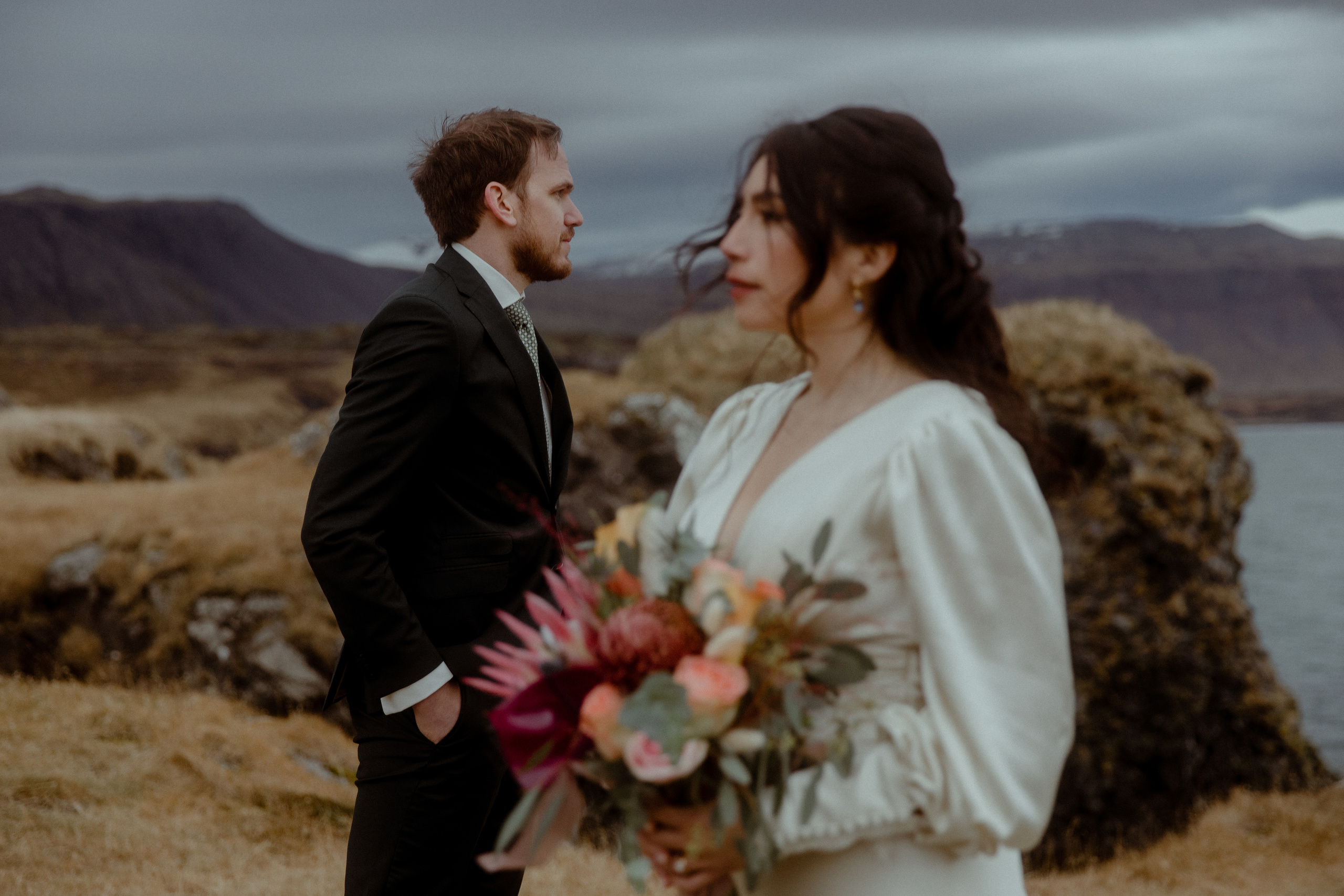 Elopement at Snaefellsnes Iceland | Wedding photos with Icelandic horses. Iceland elopement photographer & videographer