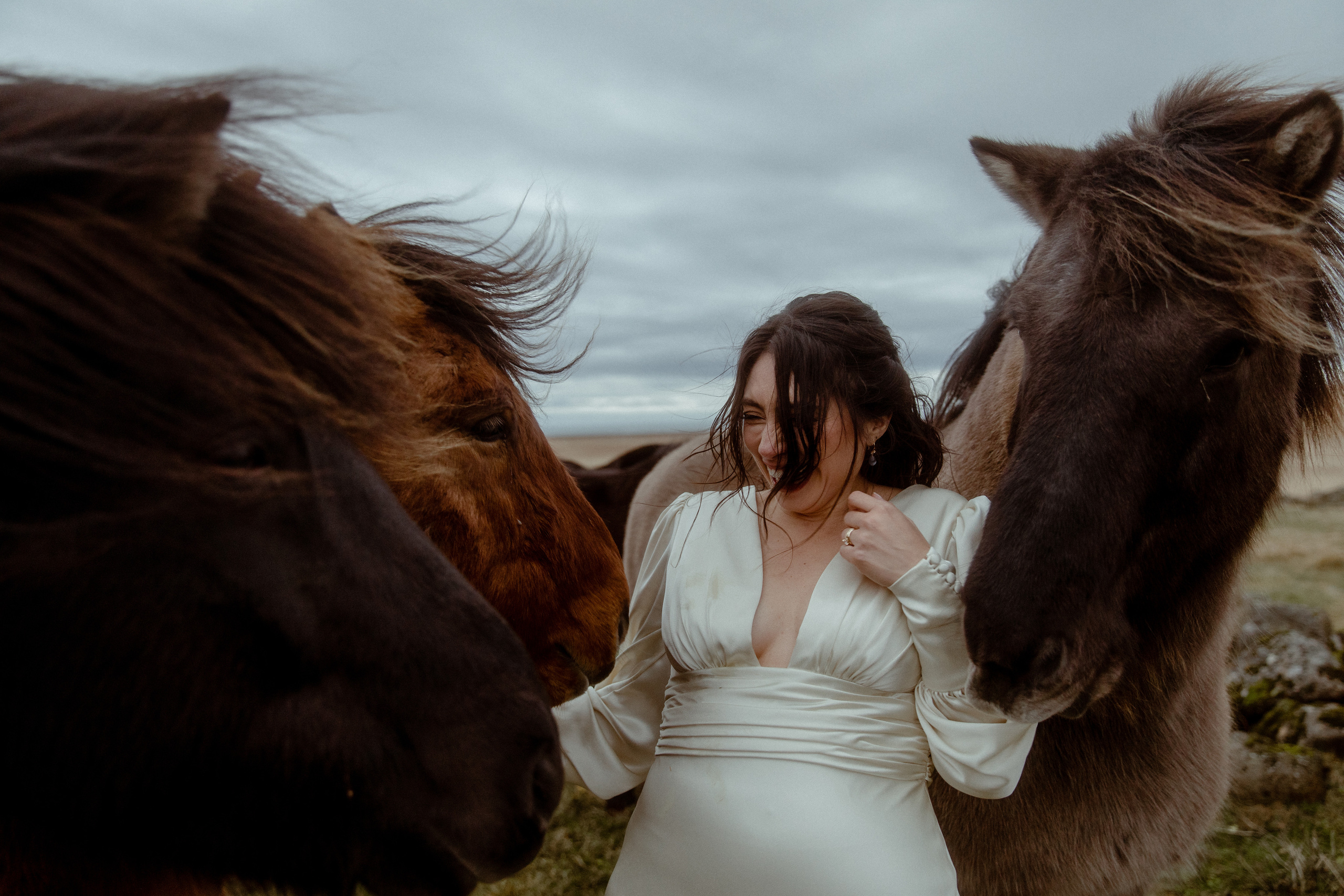 Elopement at Snaefellsnes Iceland | Wedding photos with Icelandic horses. Iceland elopement photographer & videographer