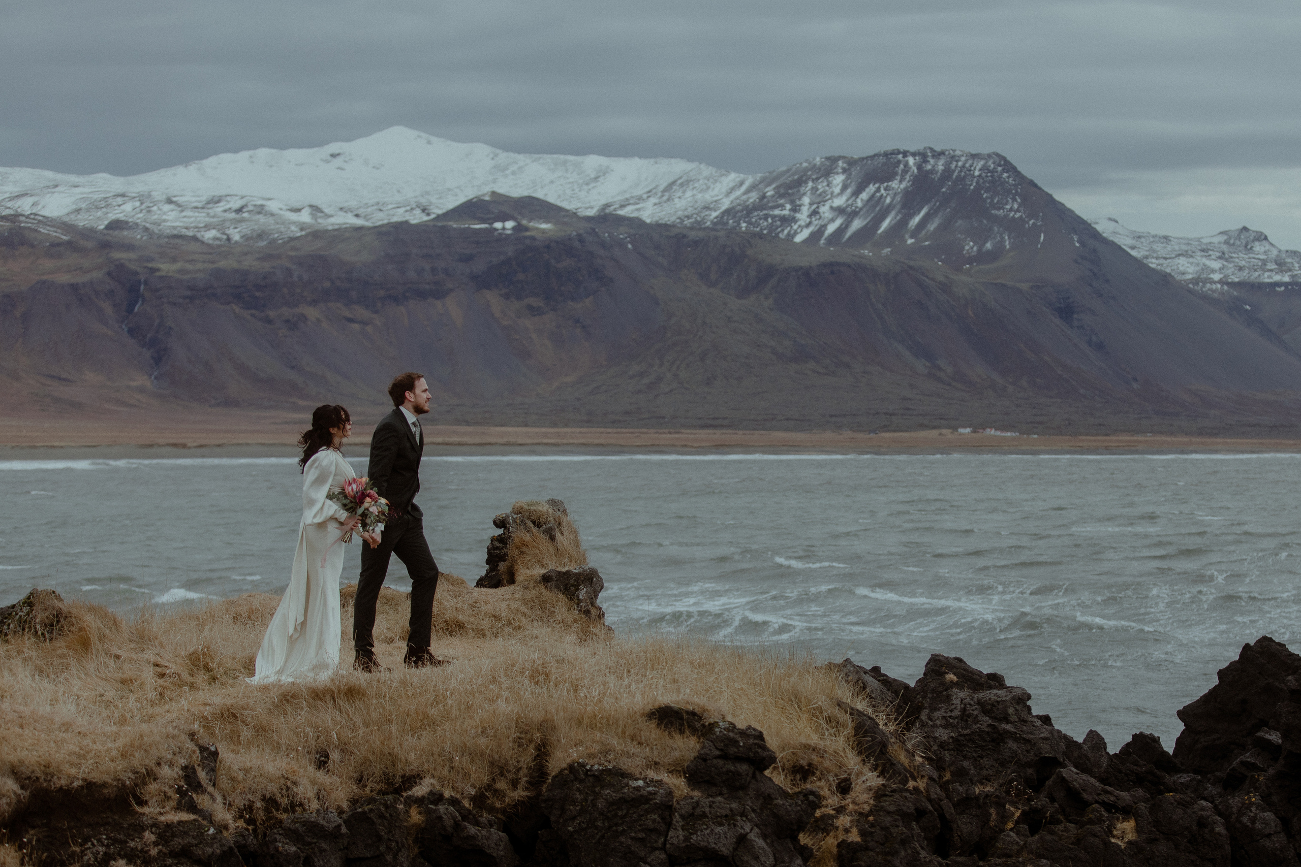 Elopement at Snaefellsnes Iceland | Wedding photos with Icelandic horses. Iceland elopement photographer & videographer
