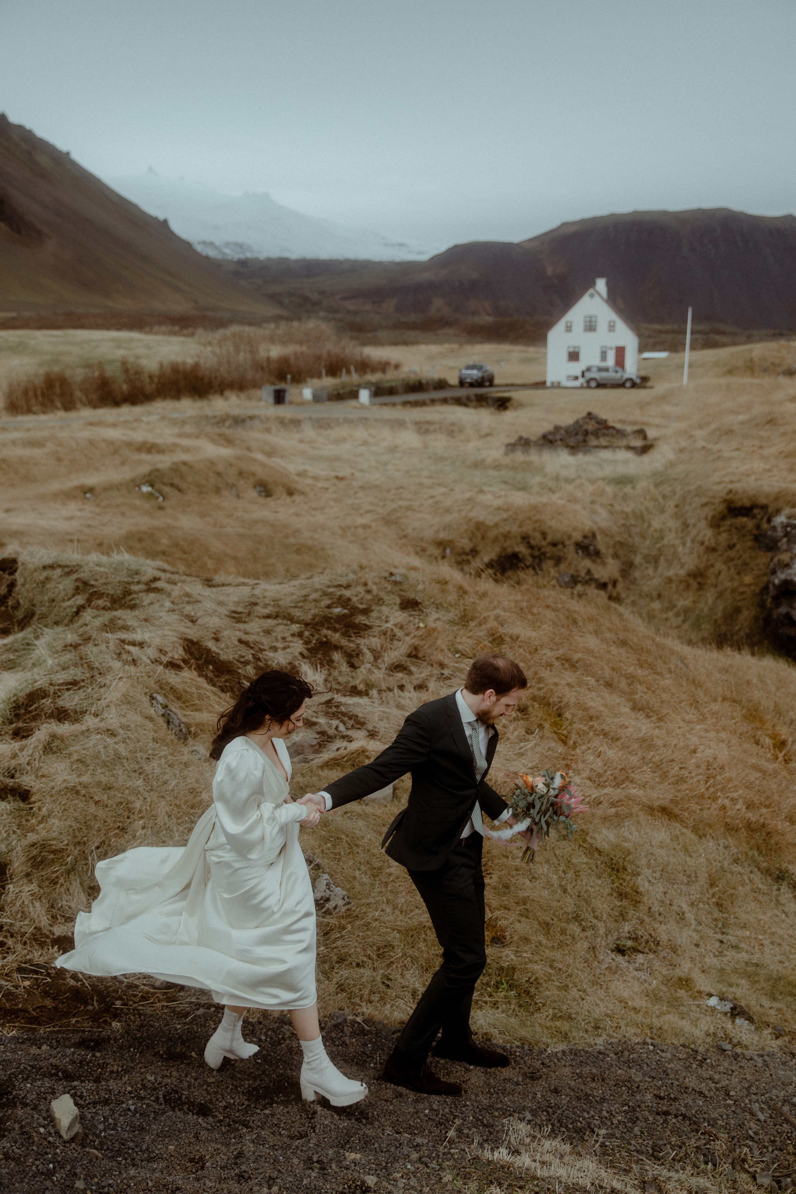 Elopement at Snaefellsnes Iceland | Wedding photos with Icelandic horses. Iceland elopement photographer & videographer