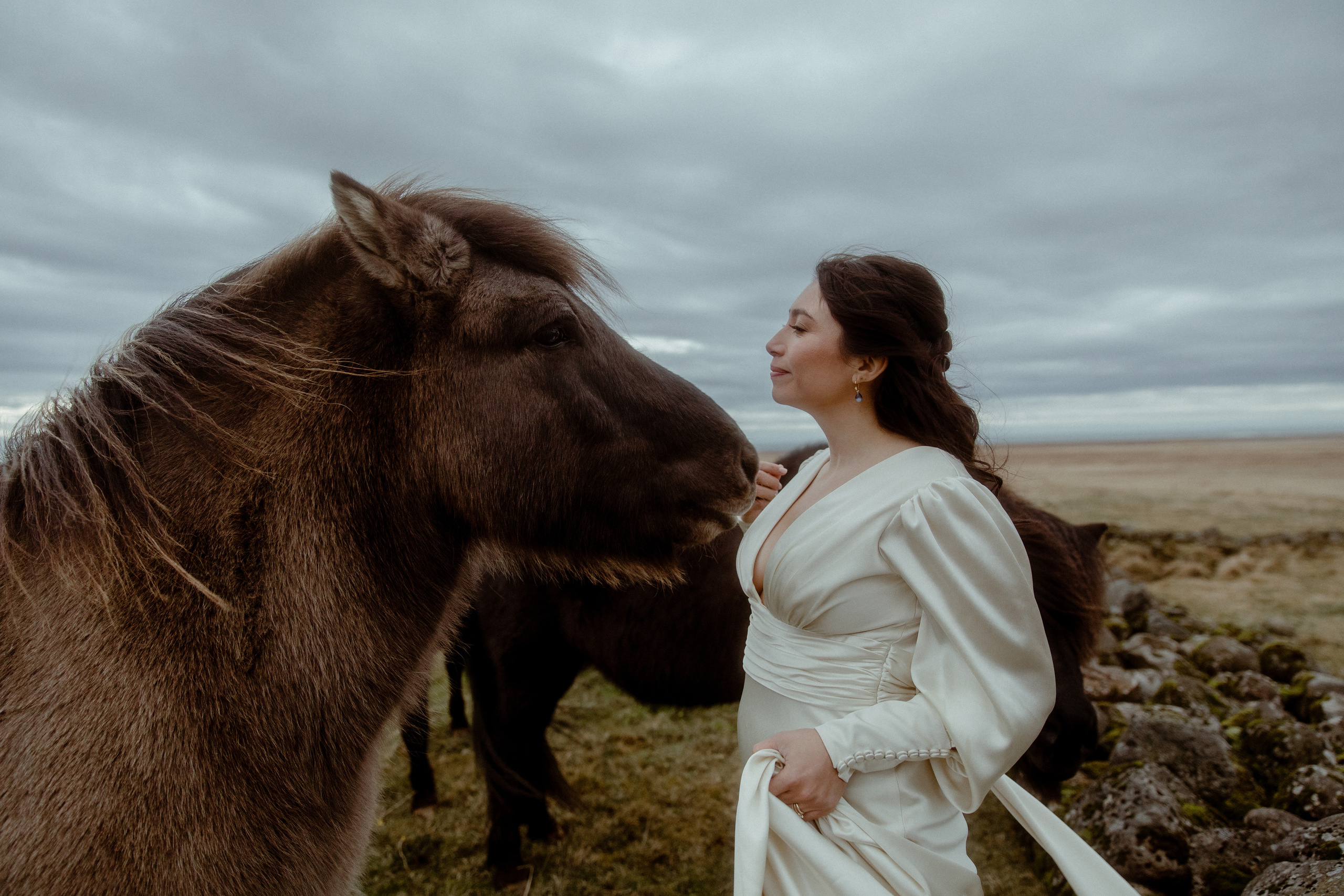 Elopement at Snaefellsnes Iceland | Wedding photos with Icelandic horses. Iceland elopement photographer & videographer