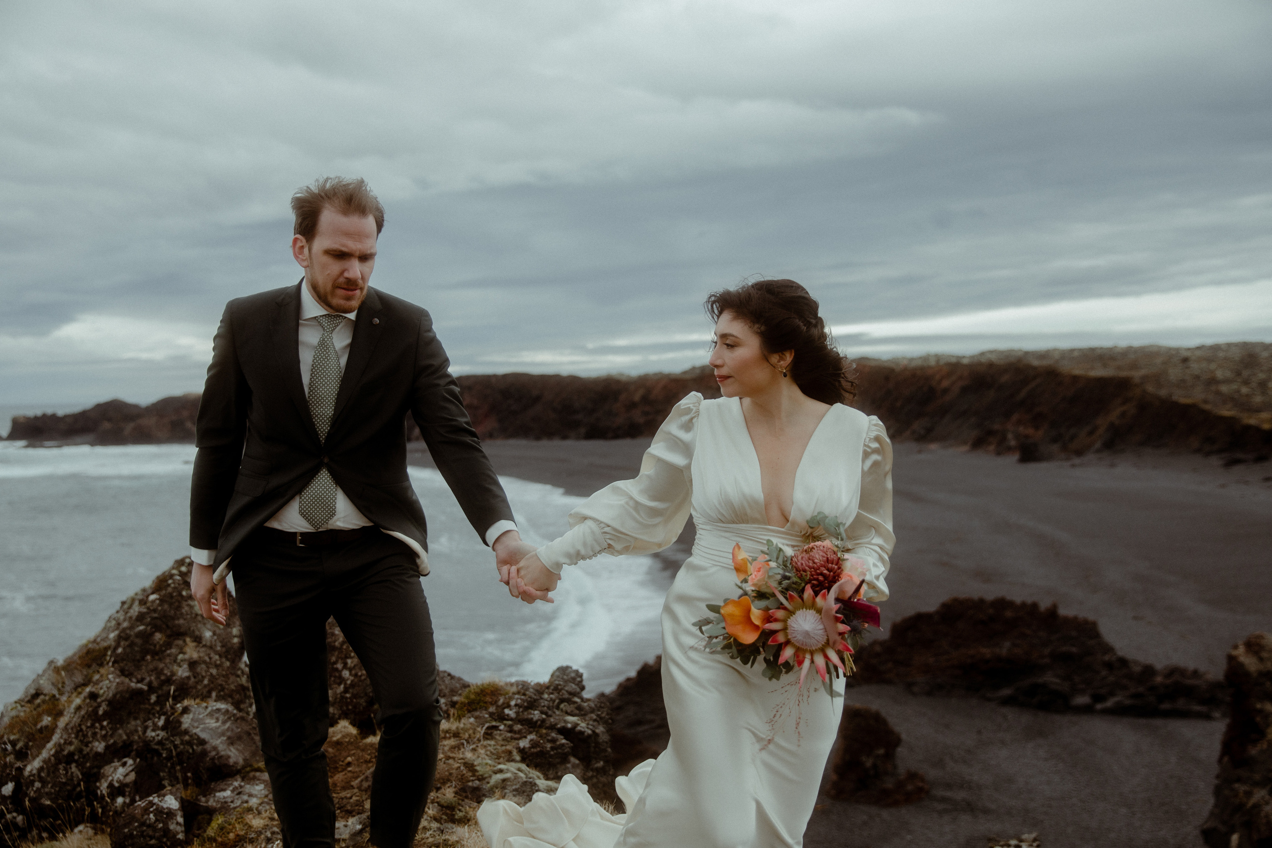 Elopement at Snaefellsnes Iceland | Wedding photos with Icelandic horses. Iceland elopement photographer & videographer