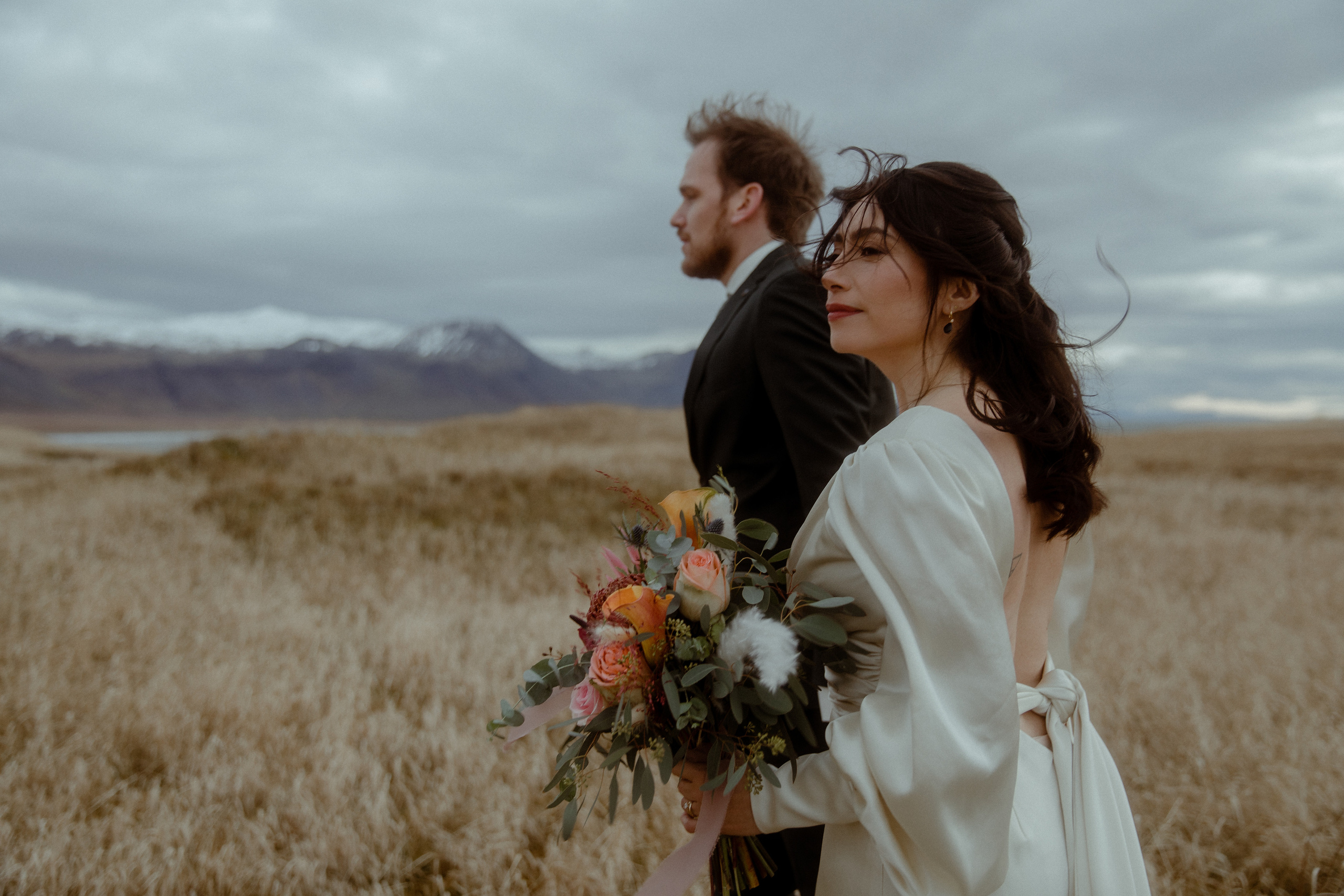 Elopement at Snaefellsnes Iceland | Wedding photos with Icelandic horses. Iceland elopement photographer & videographer