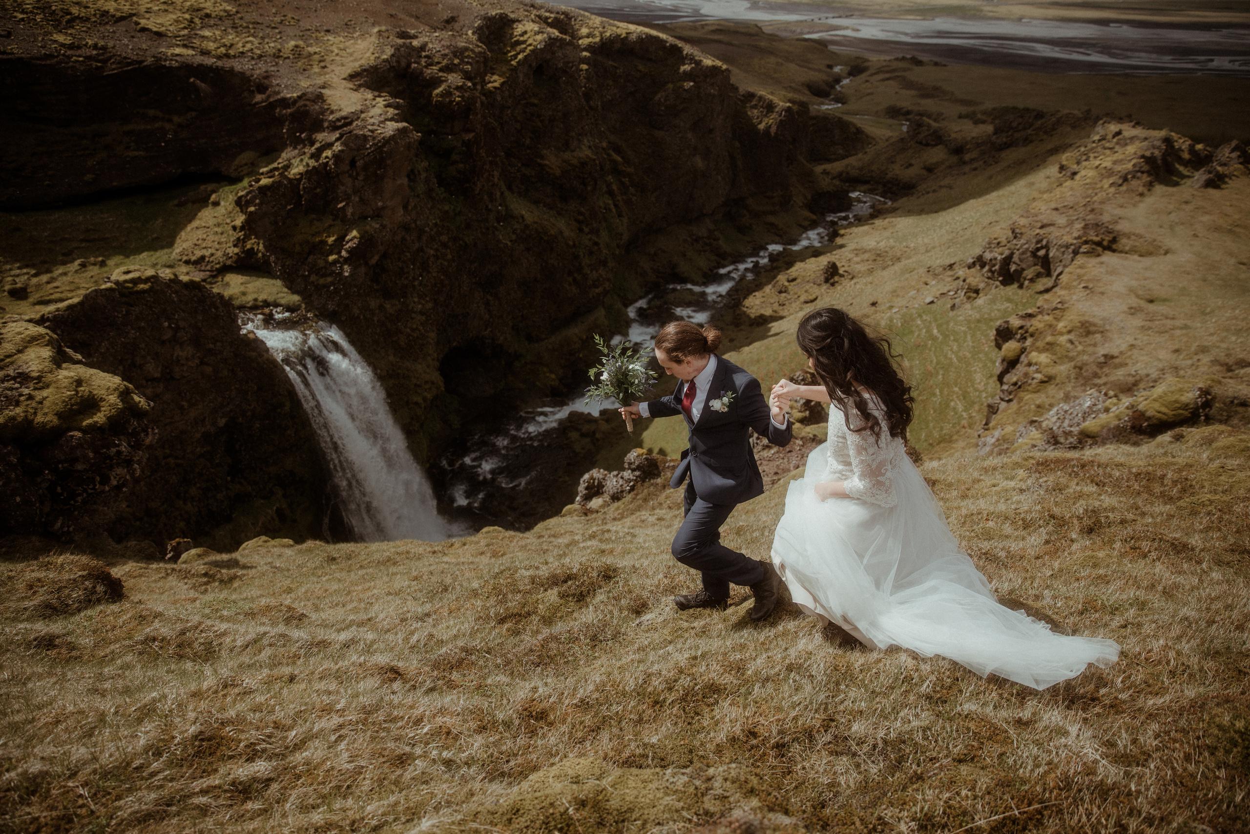 Hiking Iceland Elopement. Iceland elopement photographer & videographer