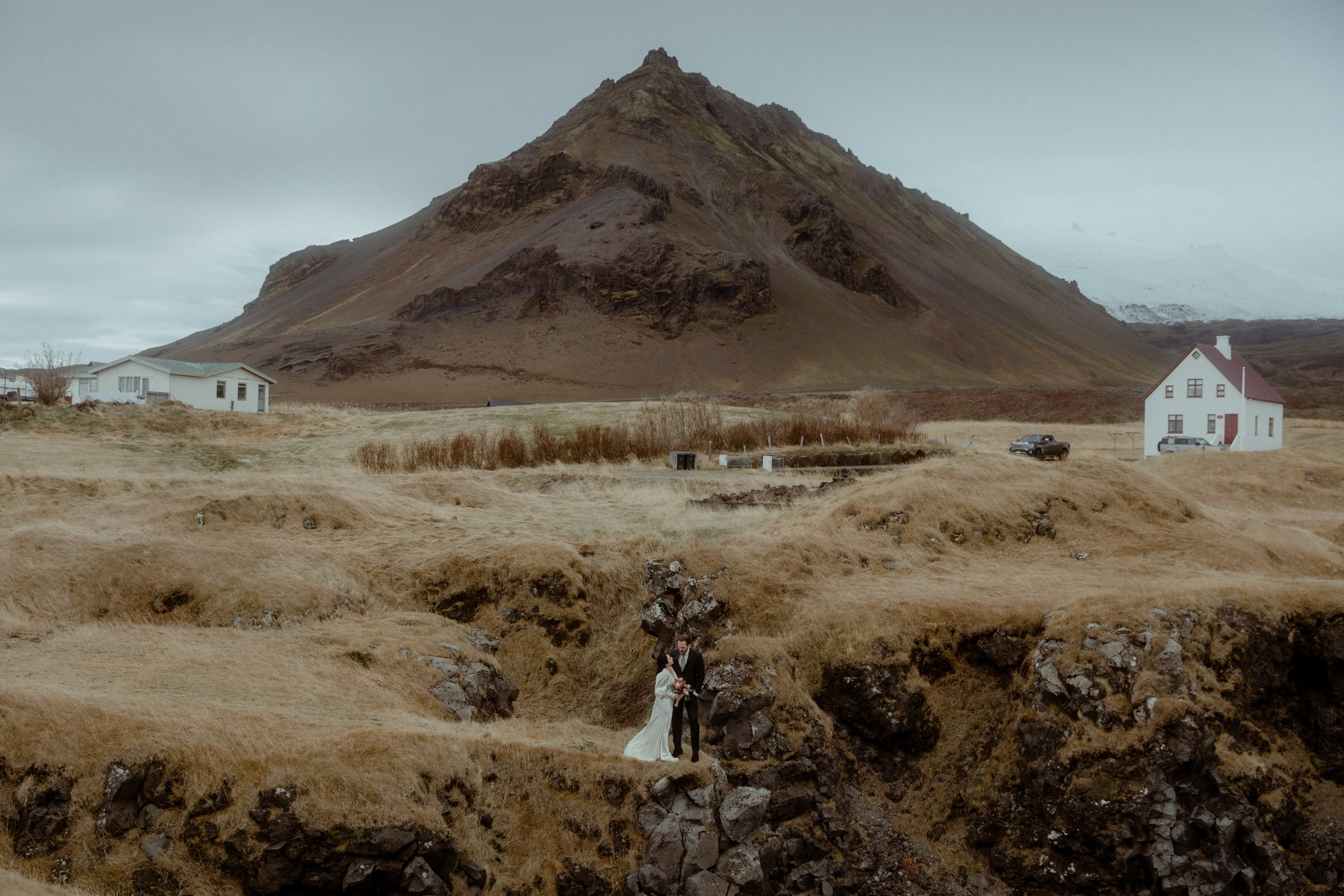 Elopement at Snaefellsnes Iceland | Wedding photos with Icelandic horses. Iceland elopement photographer & videographer