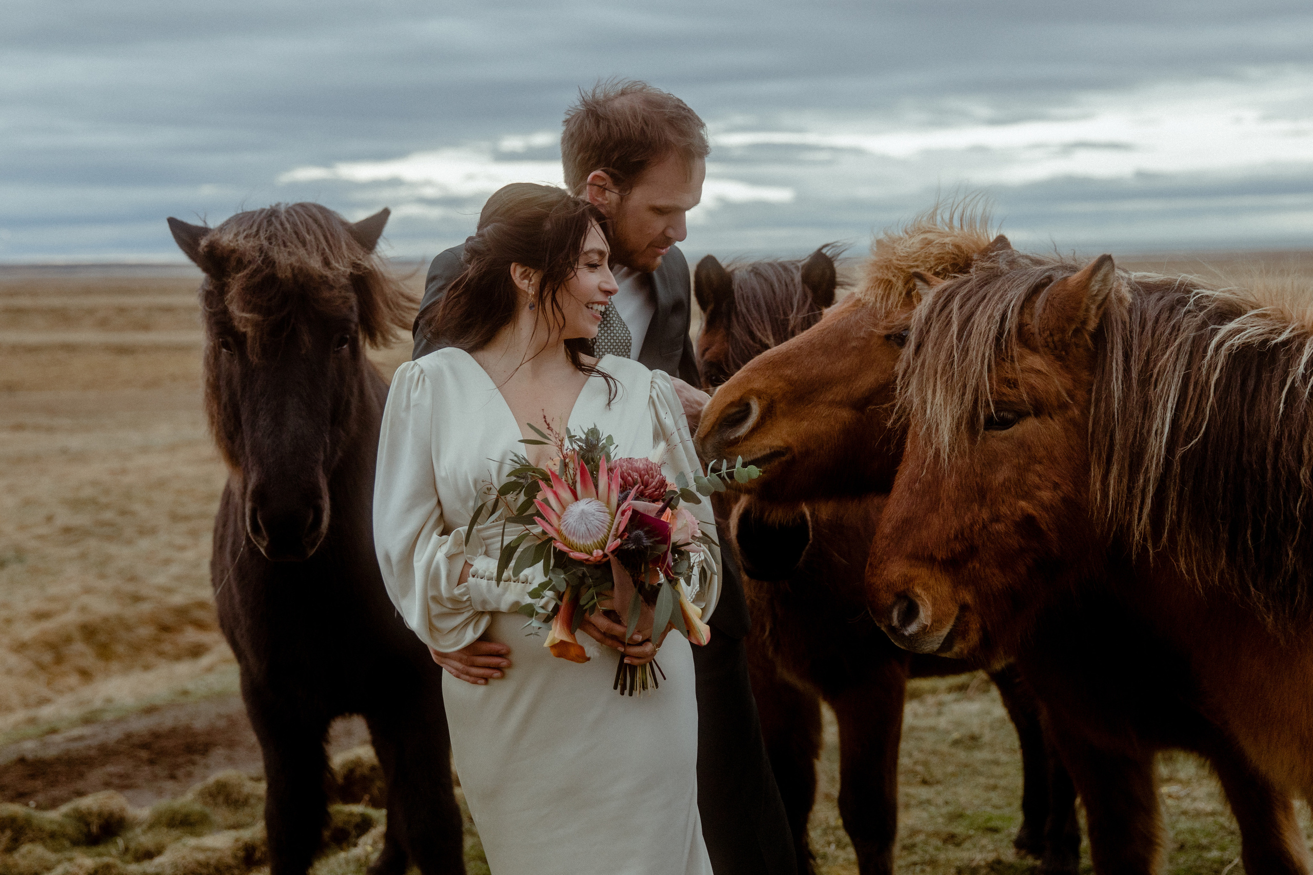 Elopement at Snaefellsnes Iceland | Wedding photos with Icelandic horses. Iceland elopement photographer & videographer