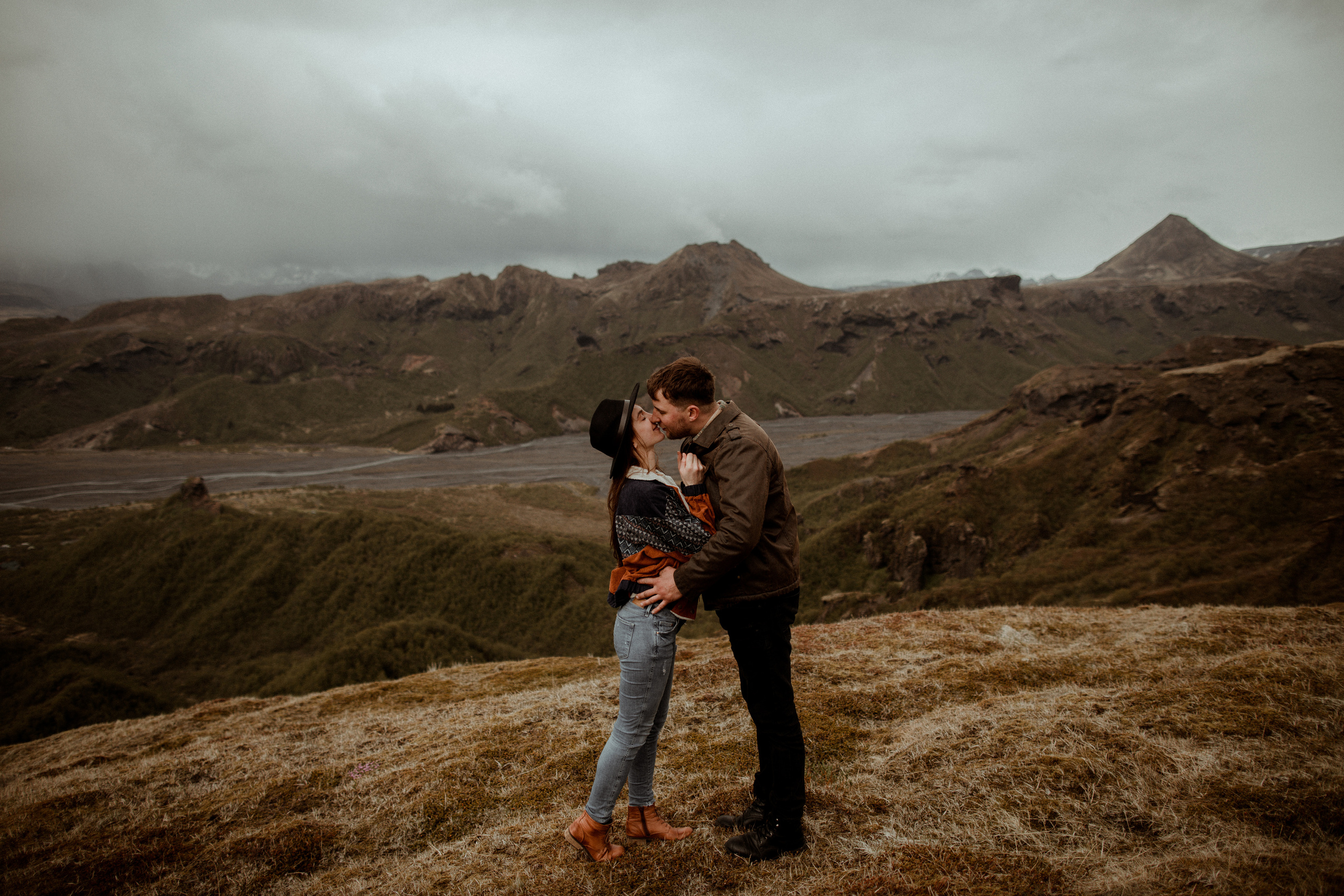 Hiking photoshoot in highlands of Iceland. Iceland elopement photographer & videographer