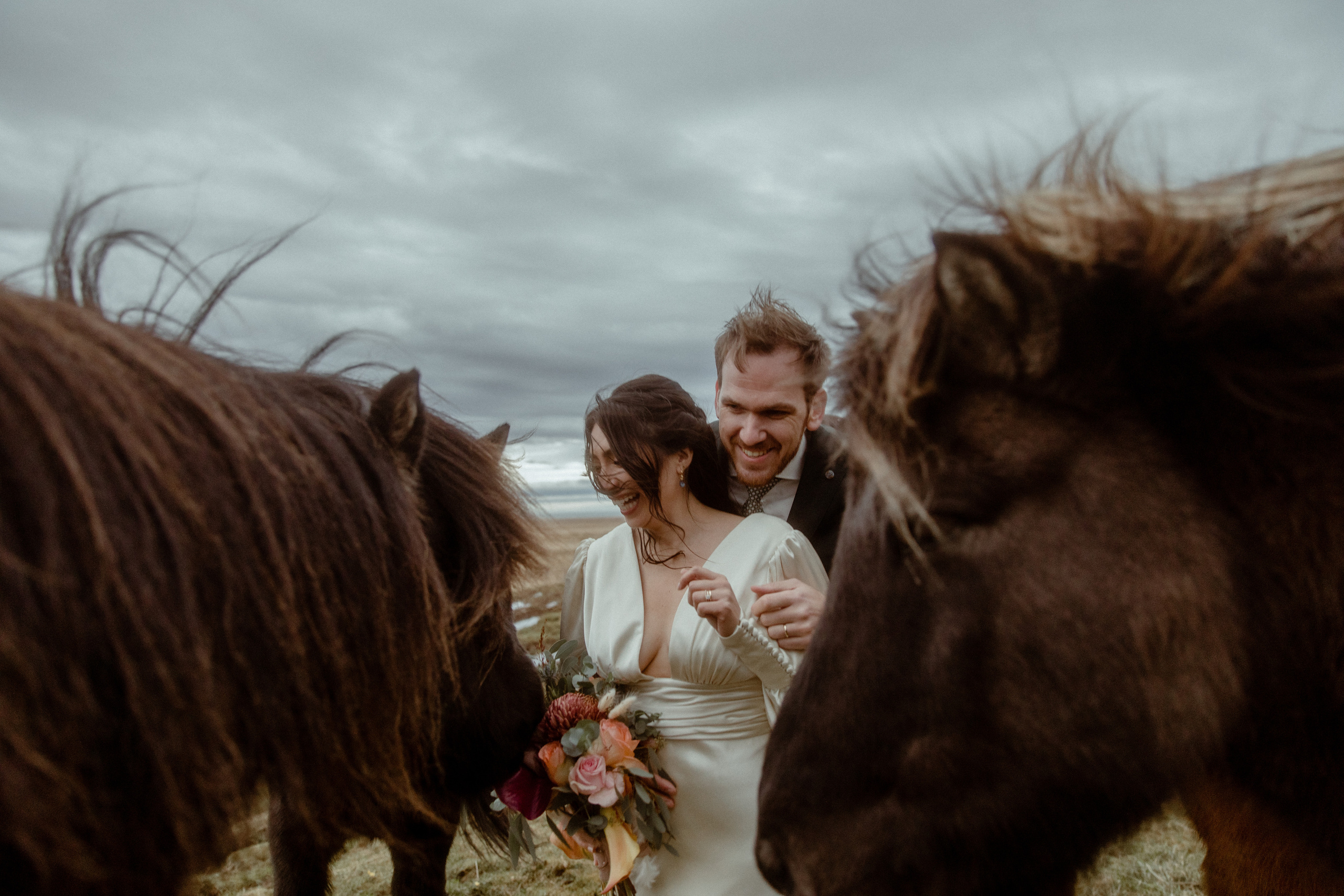 Elopement at Snaefellsnes Iceland | Wedding photos with Icelandic horses. Iceland elopement photographer & videographer