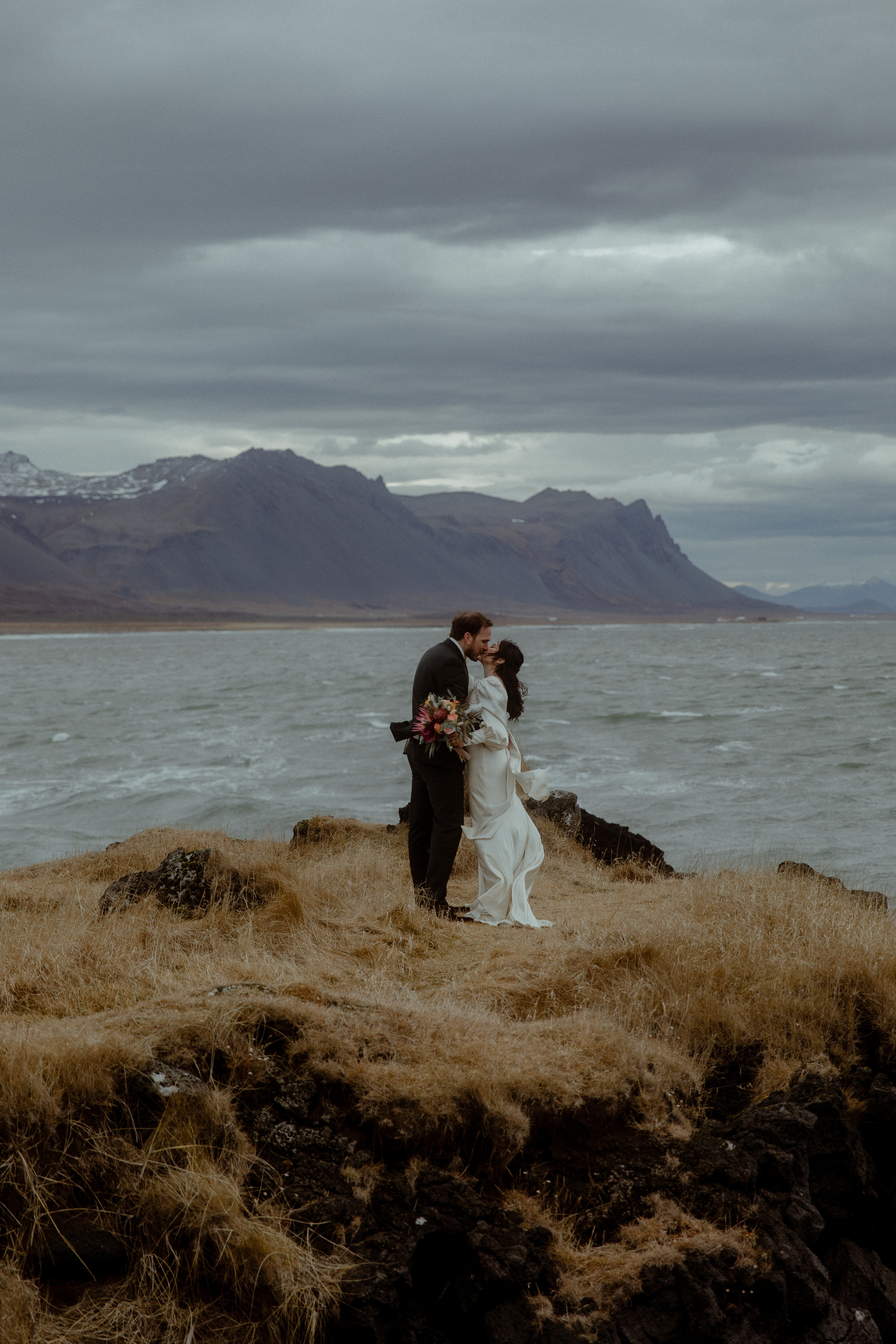 Elopement at Snaefellsnes Iceland | Wedding photos with Icelandic horses. Iceland elopement photographer & videographer