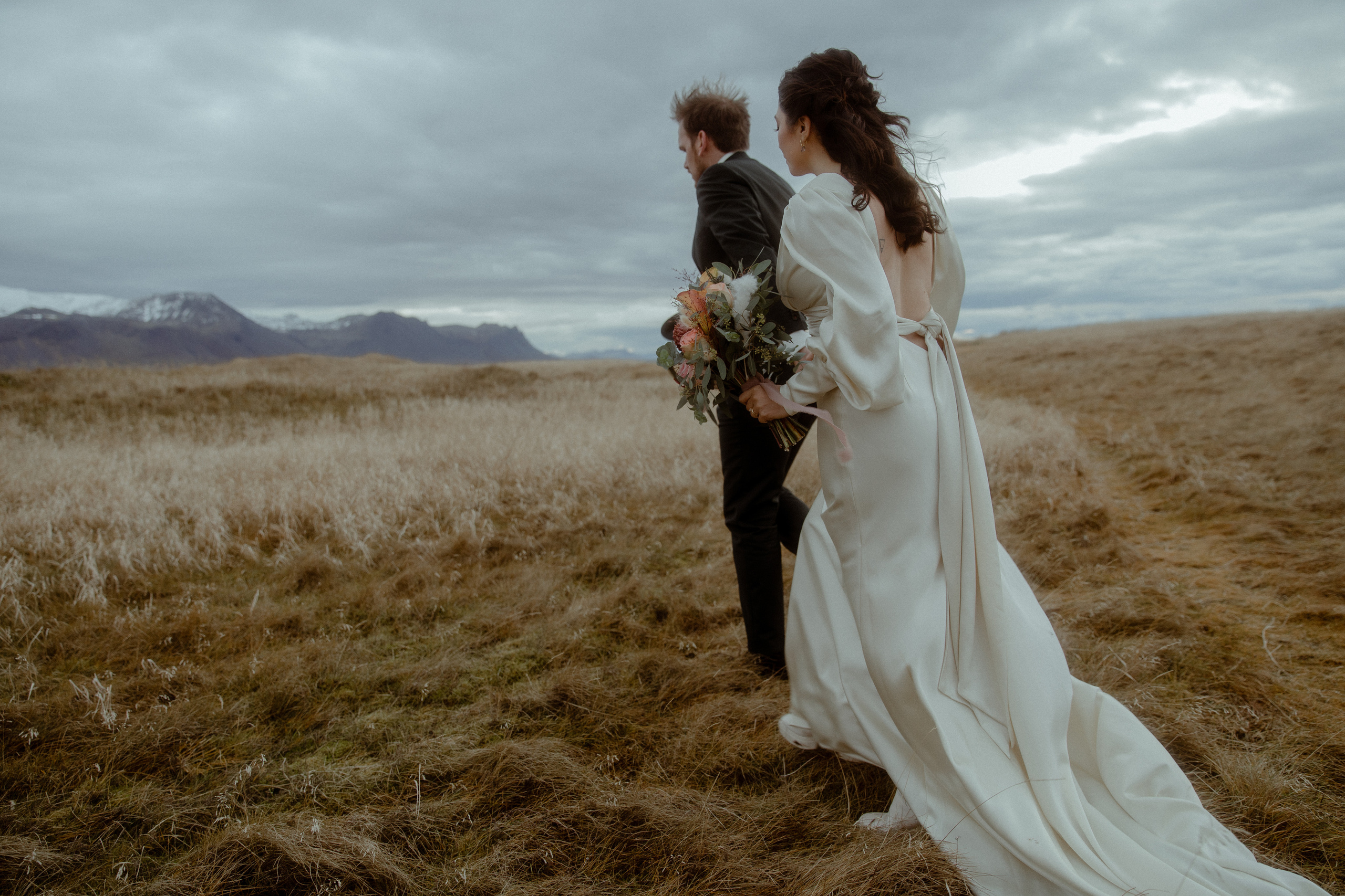 Elopement at Snaefellsnes Iceland | Wedding photos with Icelandic horses. Iceland elopement photographer & videographer