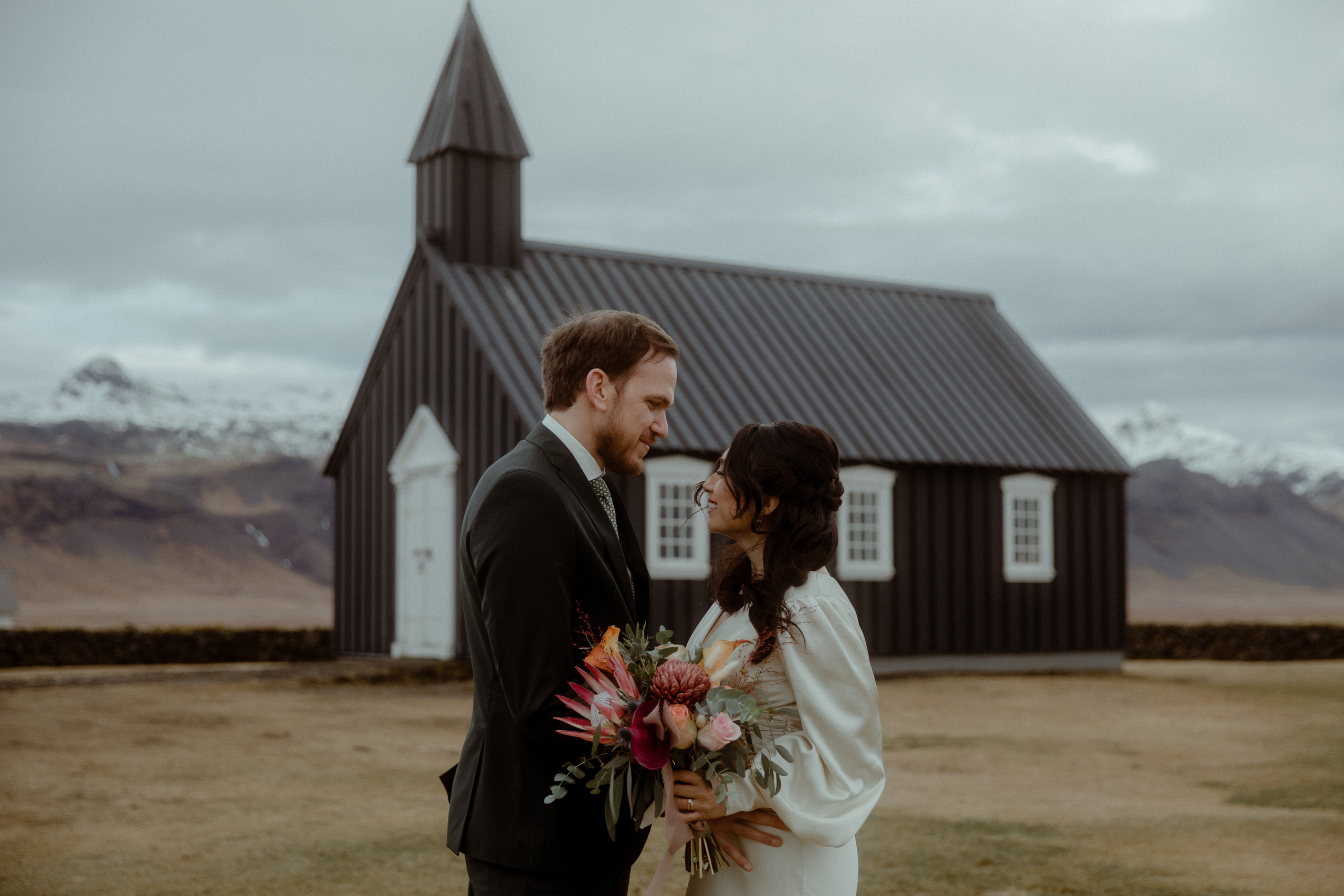 Elopement at Snaefellsnes Iceland | Wedding photos with Icelandic horses. Iceland elopement photographer & videographer