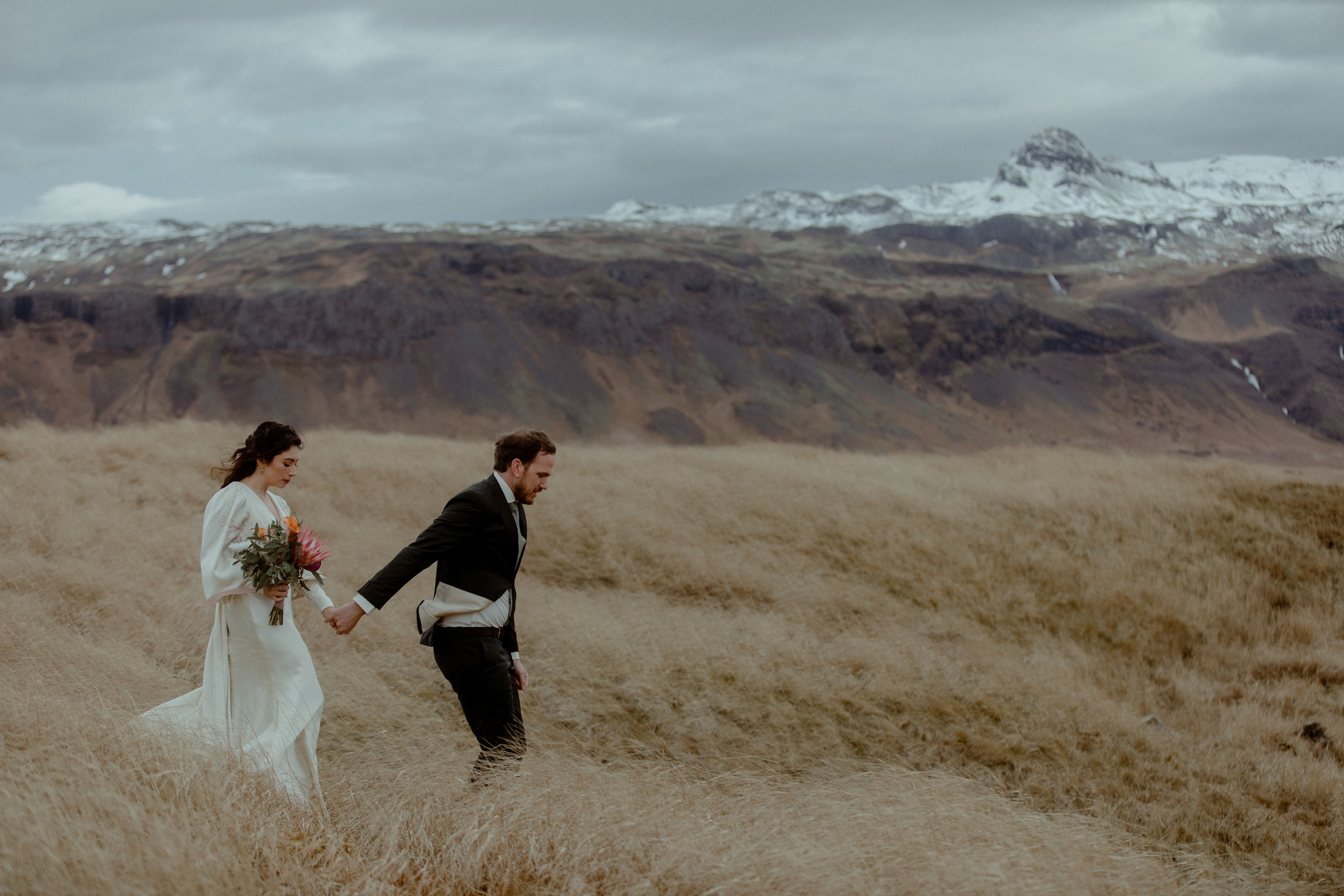 Elopement at Snaefellsnes Iceland | Wedding photos with Icelandic horses. Iceland elopement photographer & videographer