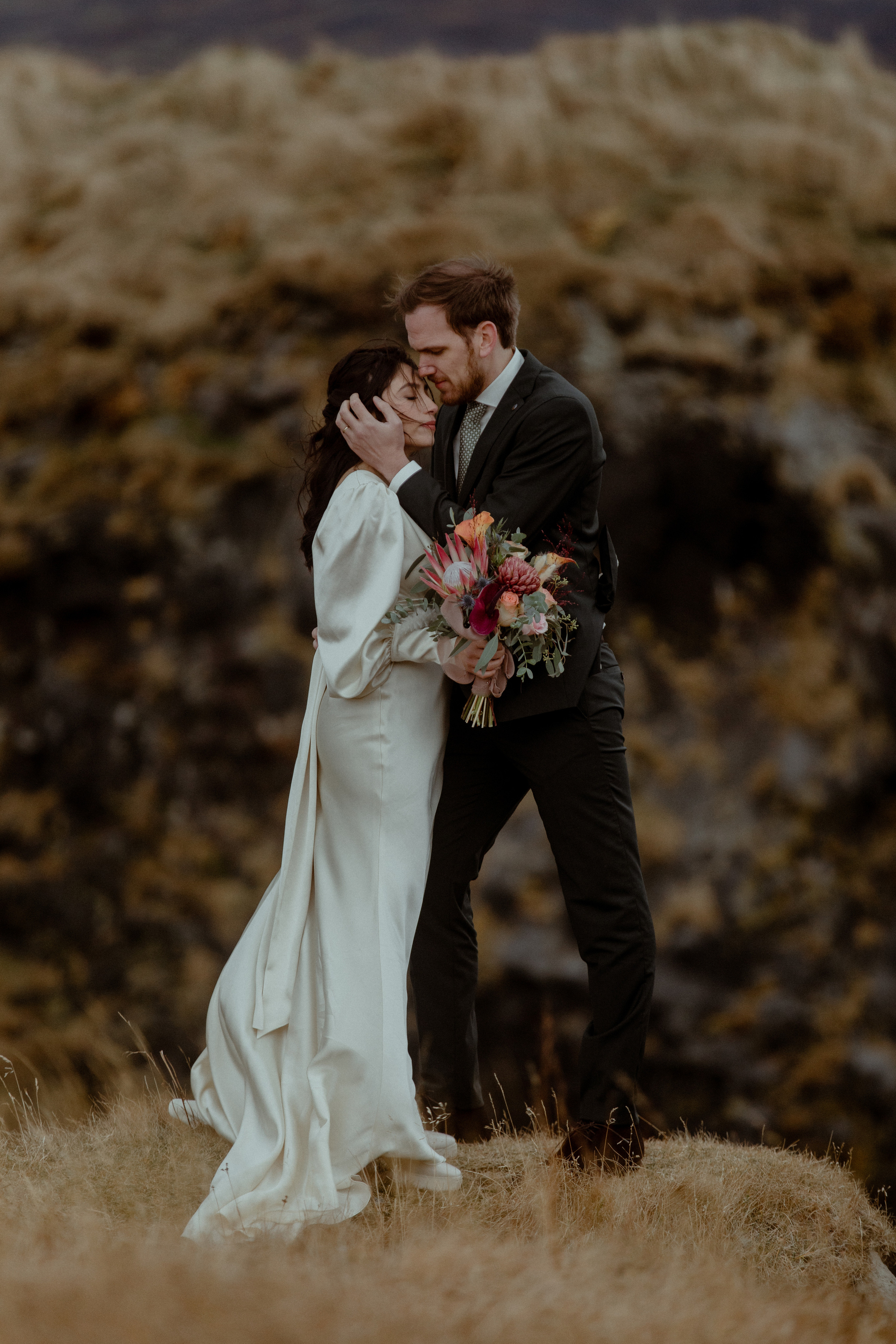 Elopement at Snaefellsnes Iceland | Wedding photos with Icelandic horses. Iceland elopement photographer & videographer