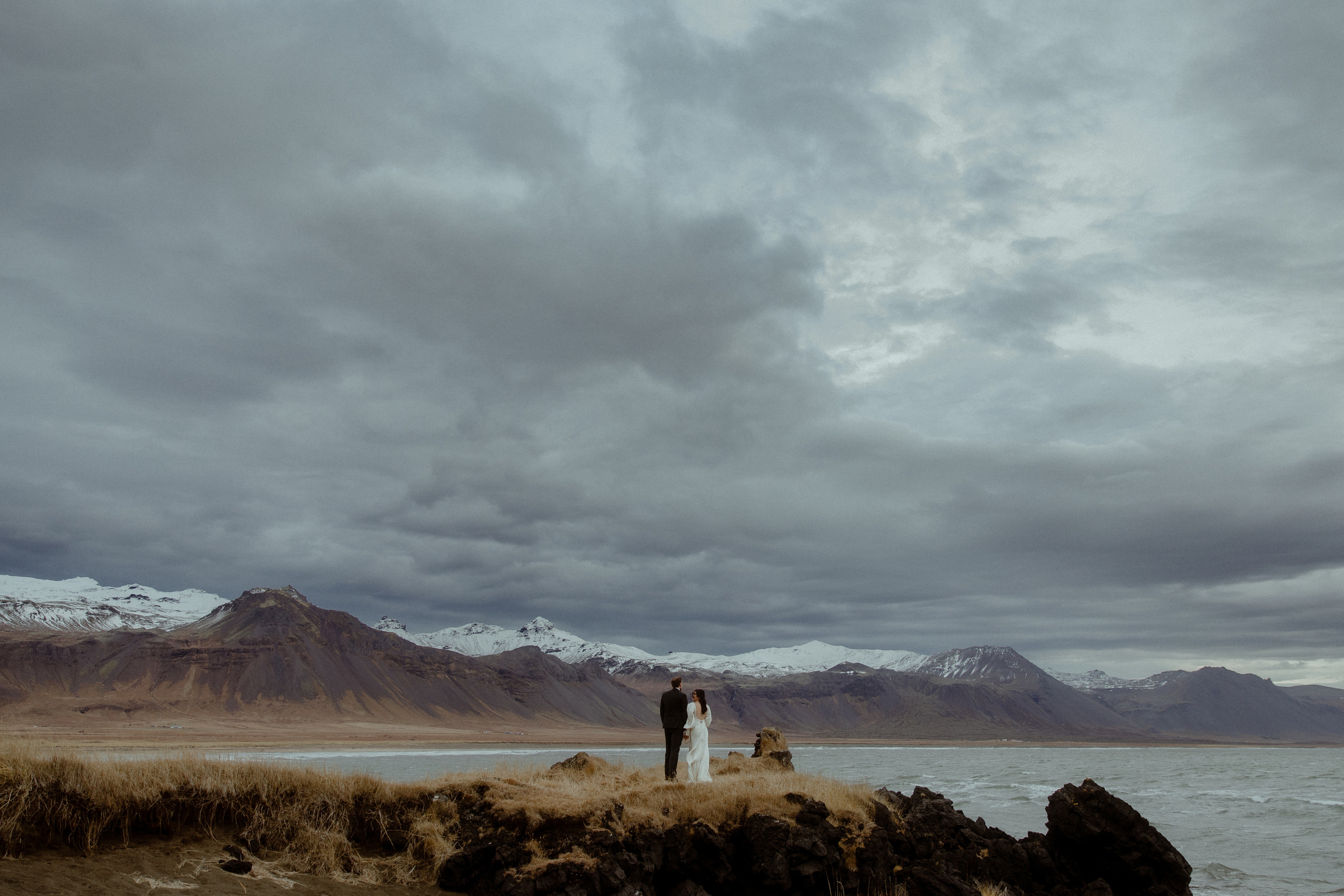 Elopement at Snaefellsnes Iceland | Wedding photos with Icelandic horses. Iceland elopement photographer & videographer