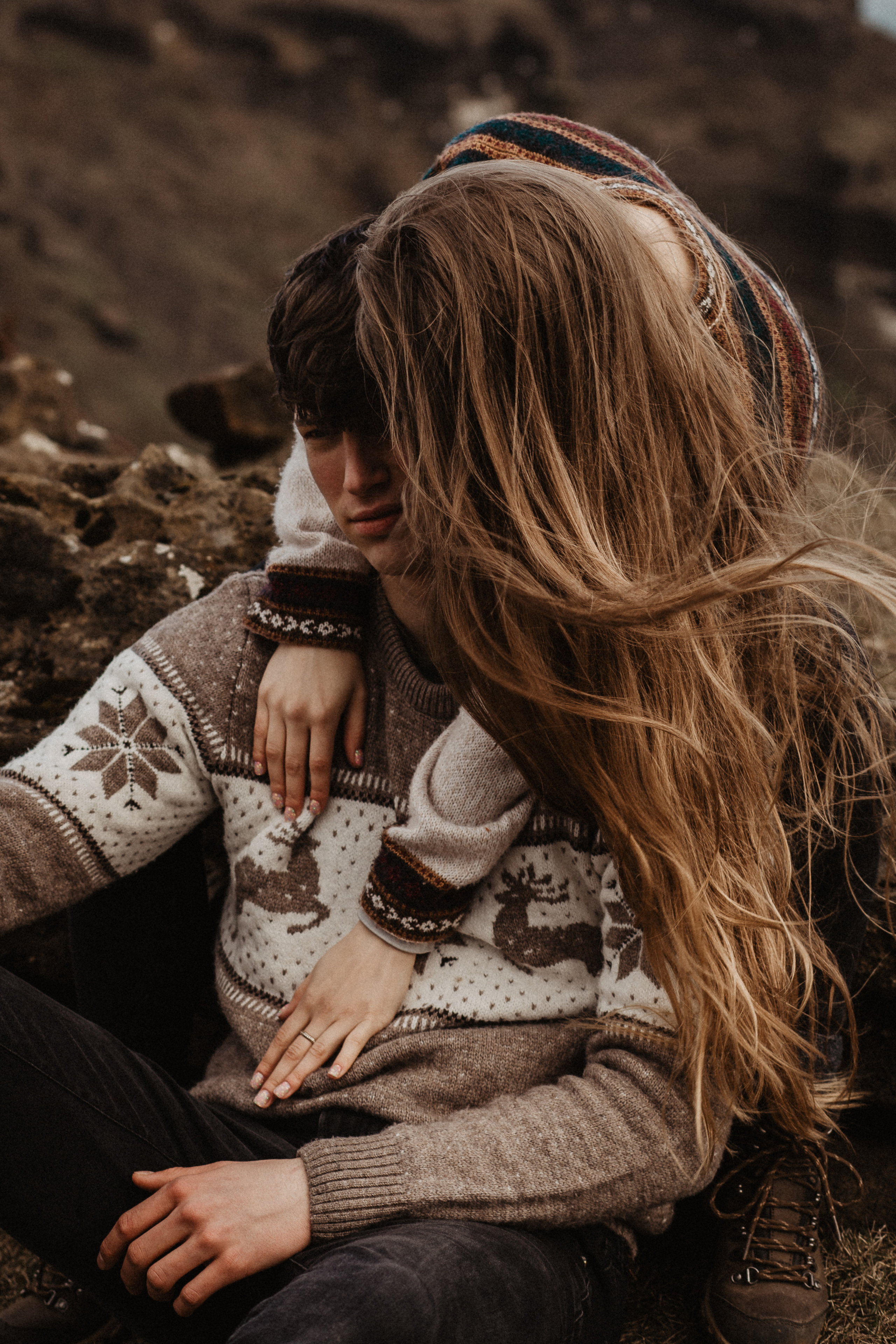 Couple photoshoot in front of volcano eruption in Iceland. Iceland elopement photographer & videographer