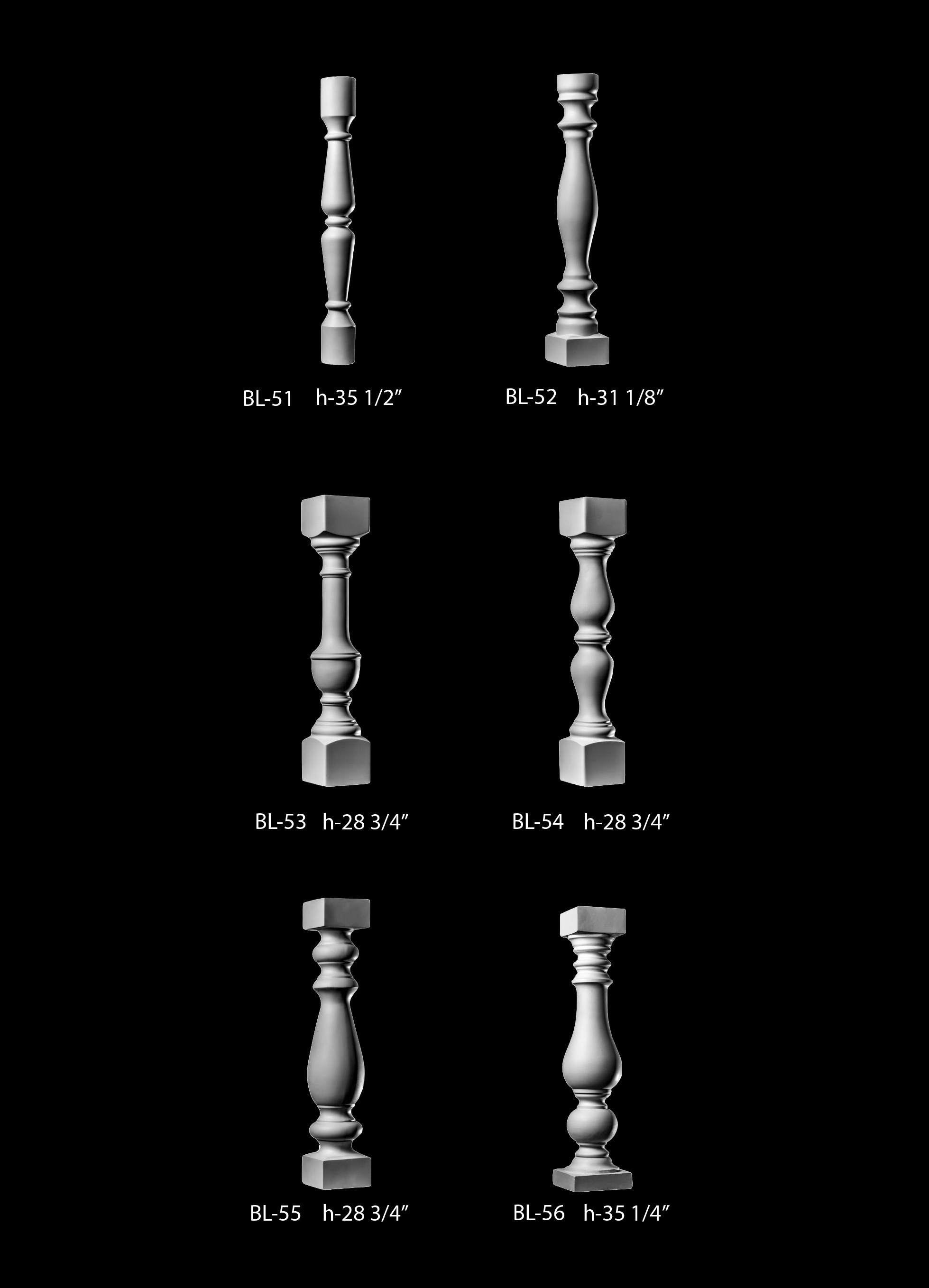 Balusters. Plaster molding