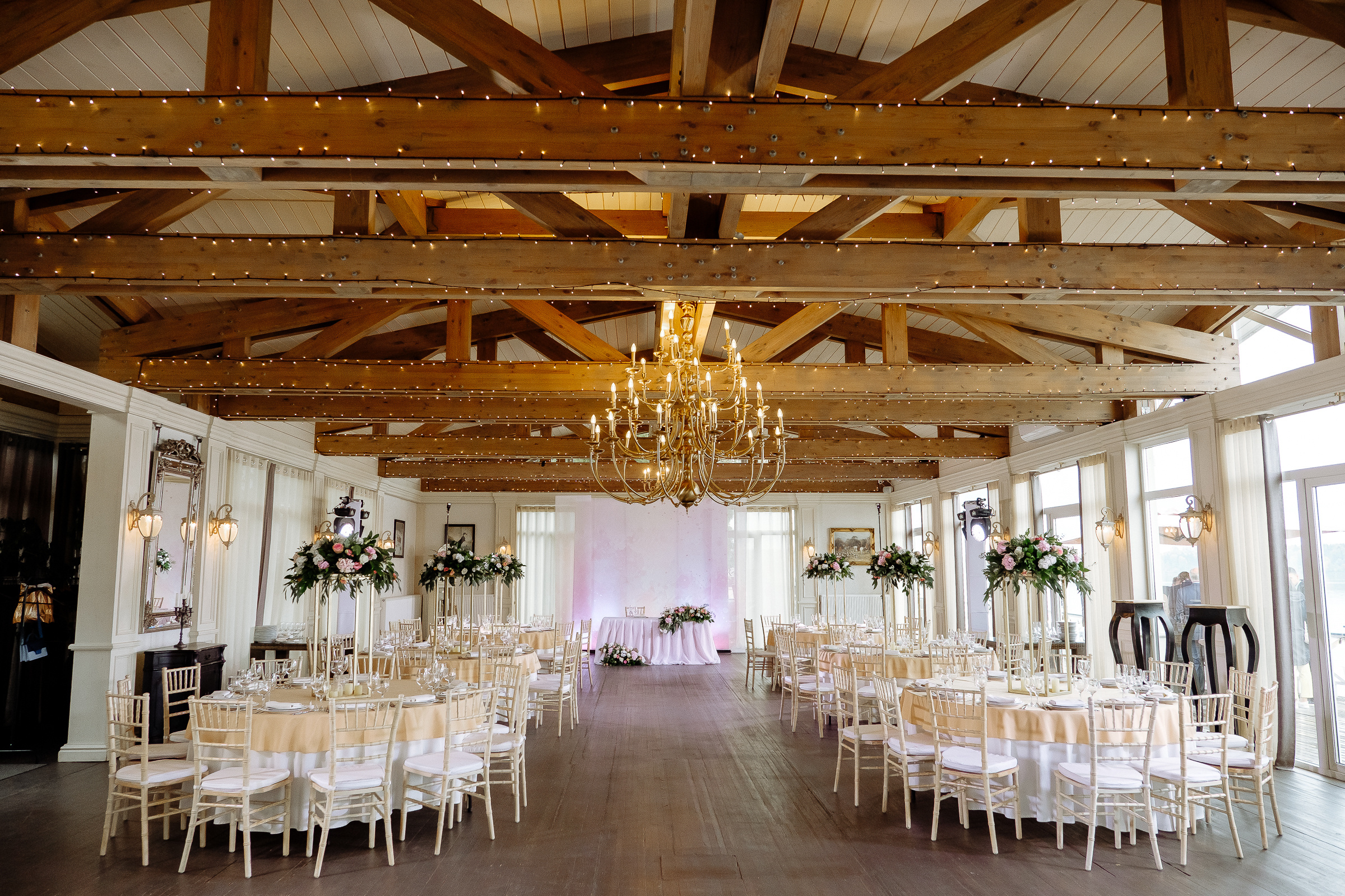 Riverside reception decor, by Tanya Bodgan, Bude, Cornwall wedding photographer.