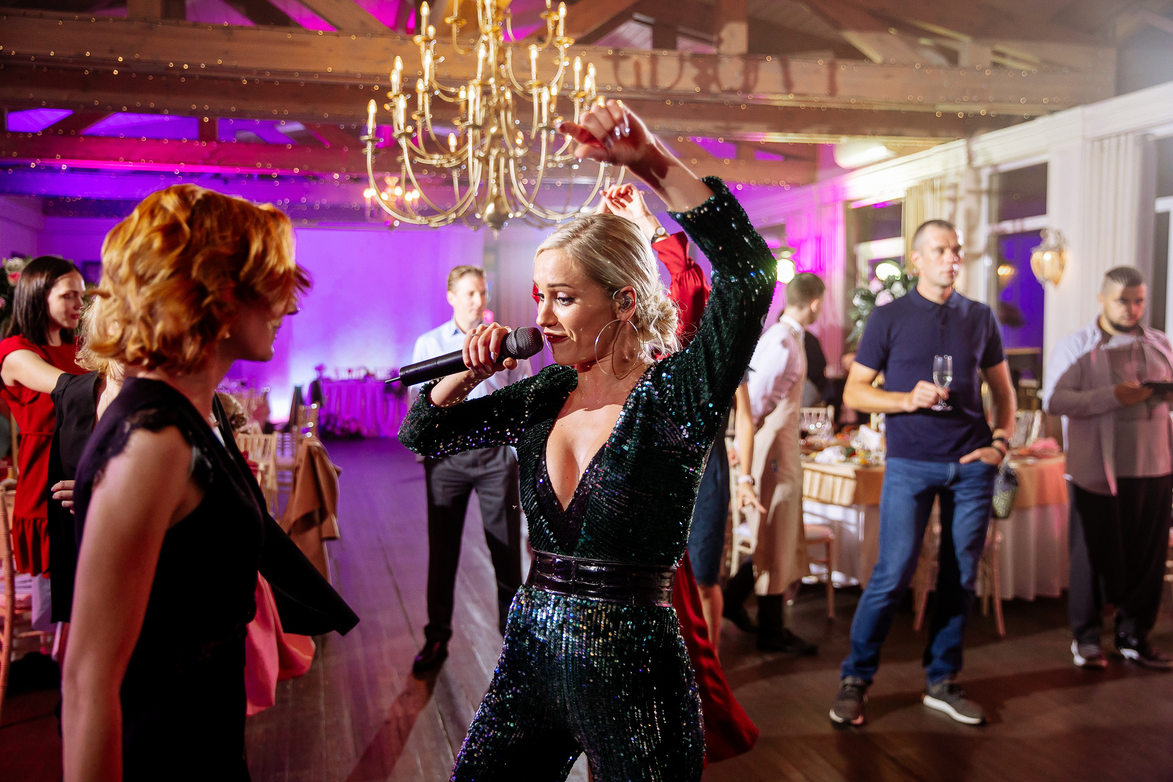 Dance floor fun, by Tanya Bodgan, Bude wedding photography.